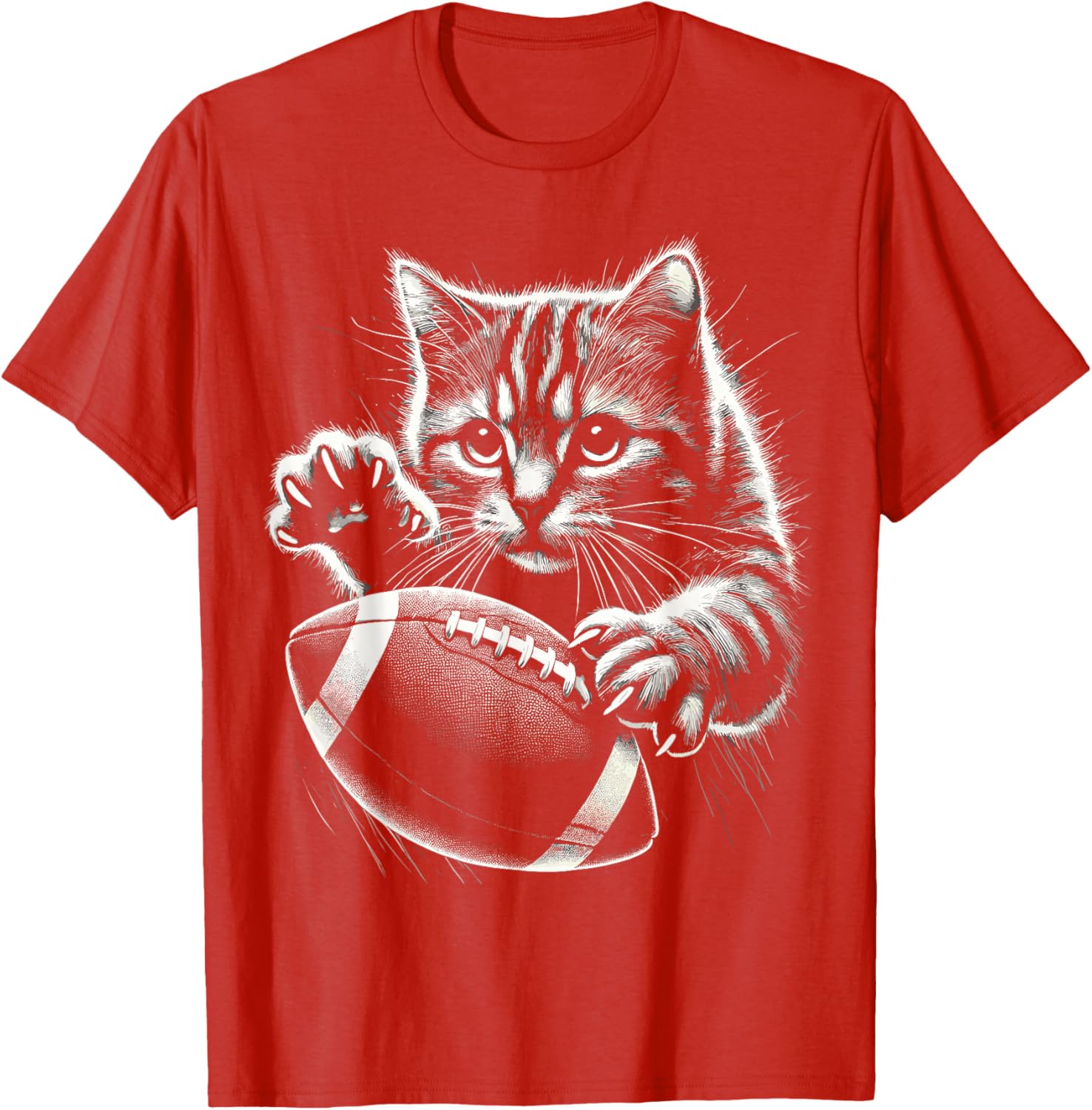 Funny American Football Cat T-Shirt for Pet Lovers and Sports Fans - 17