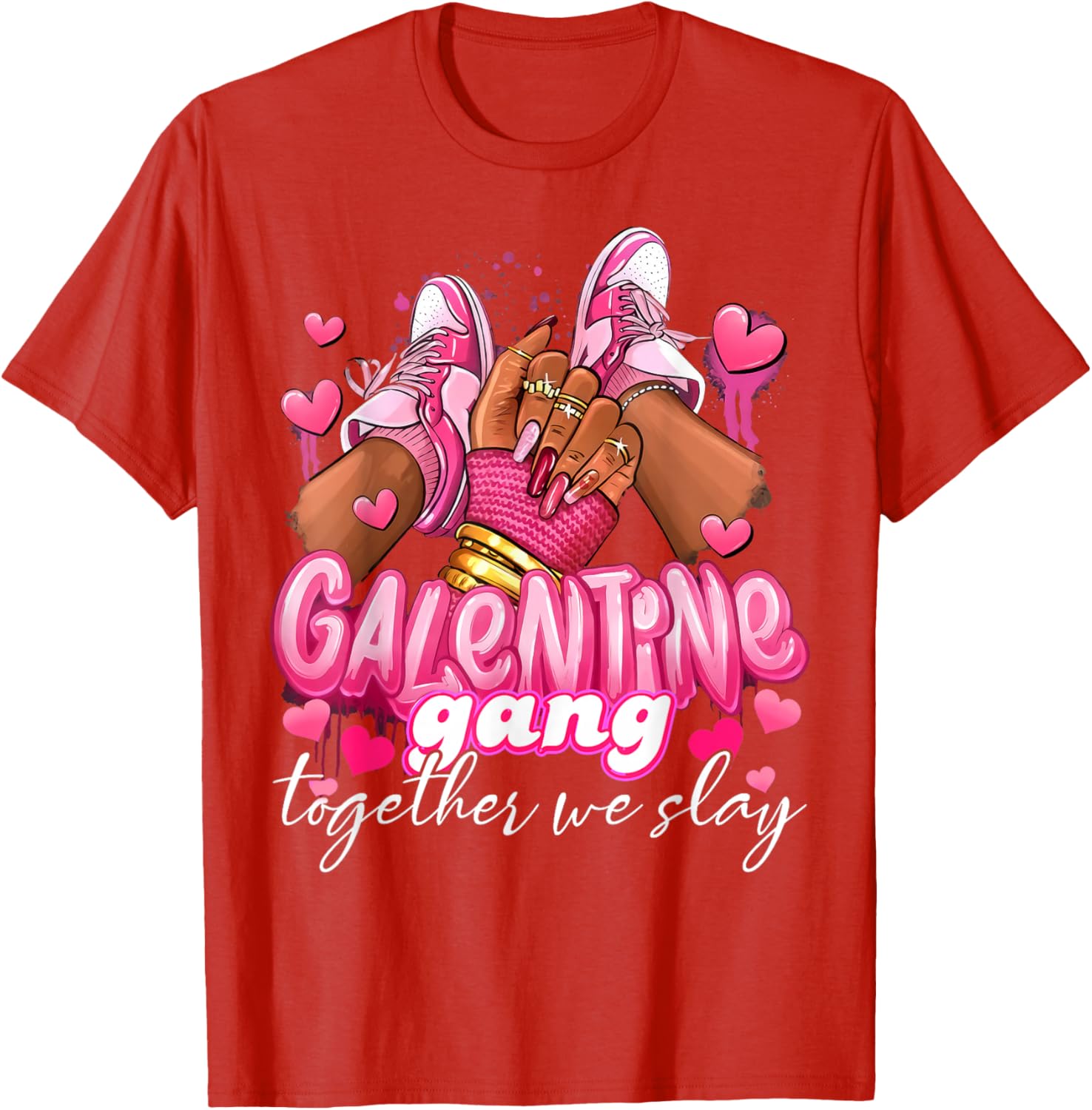 Women Galentine Gang Together We Slay Valentine's Day T-Shirt - 2