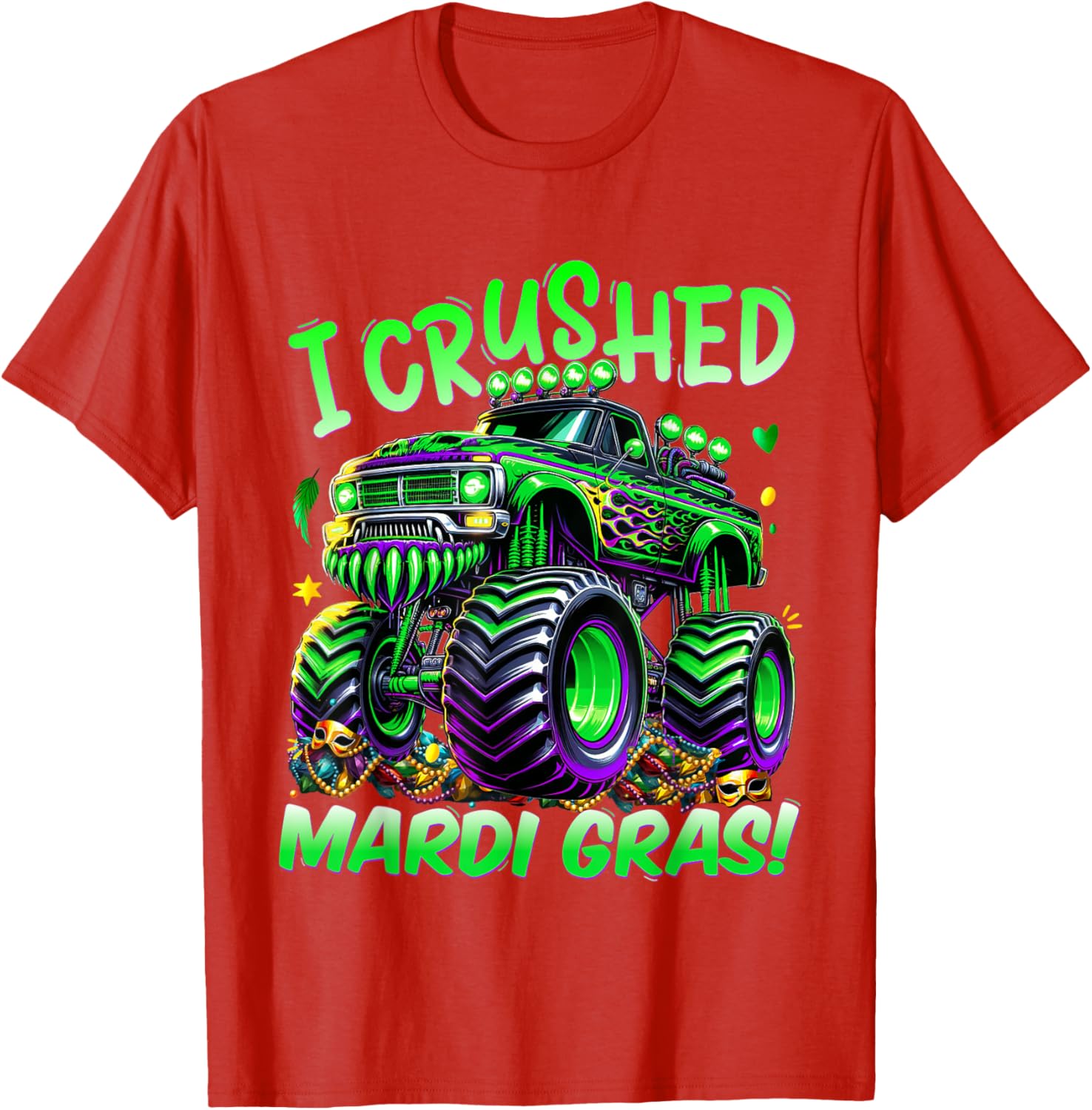 I Crushed Mardi Gras Monster Truck Tee for Boys and Kids Fun Shirt - 7