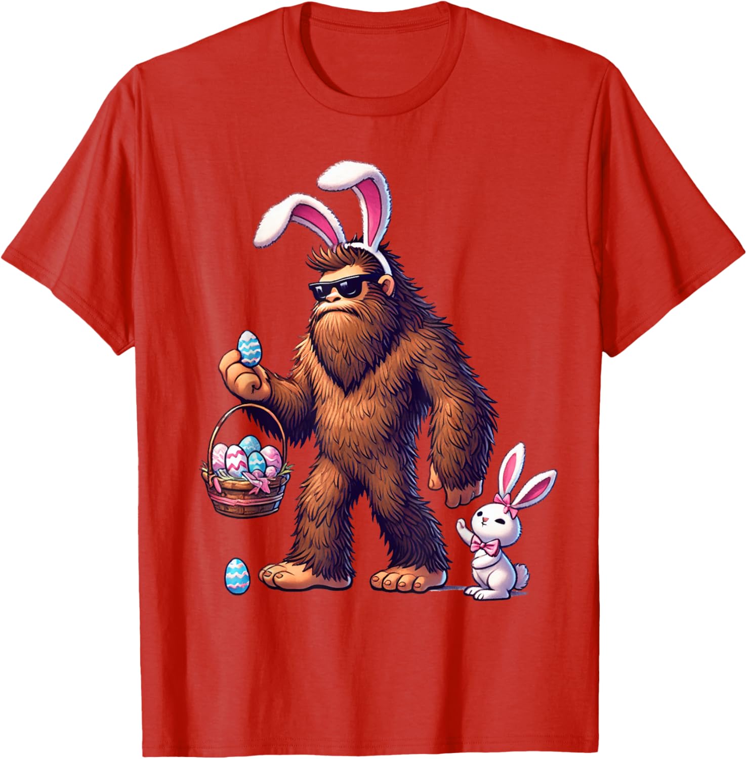Bigfoot Sasquatch Bunny Easter Eggs T-Shirt for Kids and Men - 3