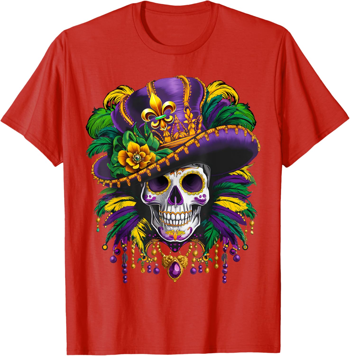 Mardi Gras Sugar Skull T-Shirt for New Orleans Carnival Fun - 11
