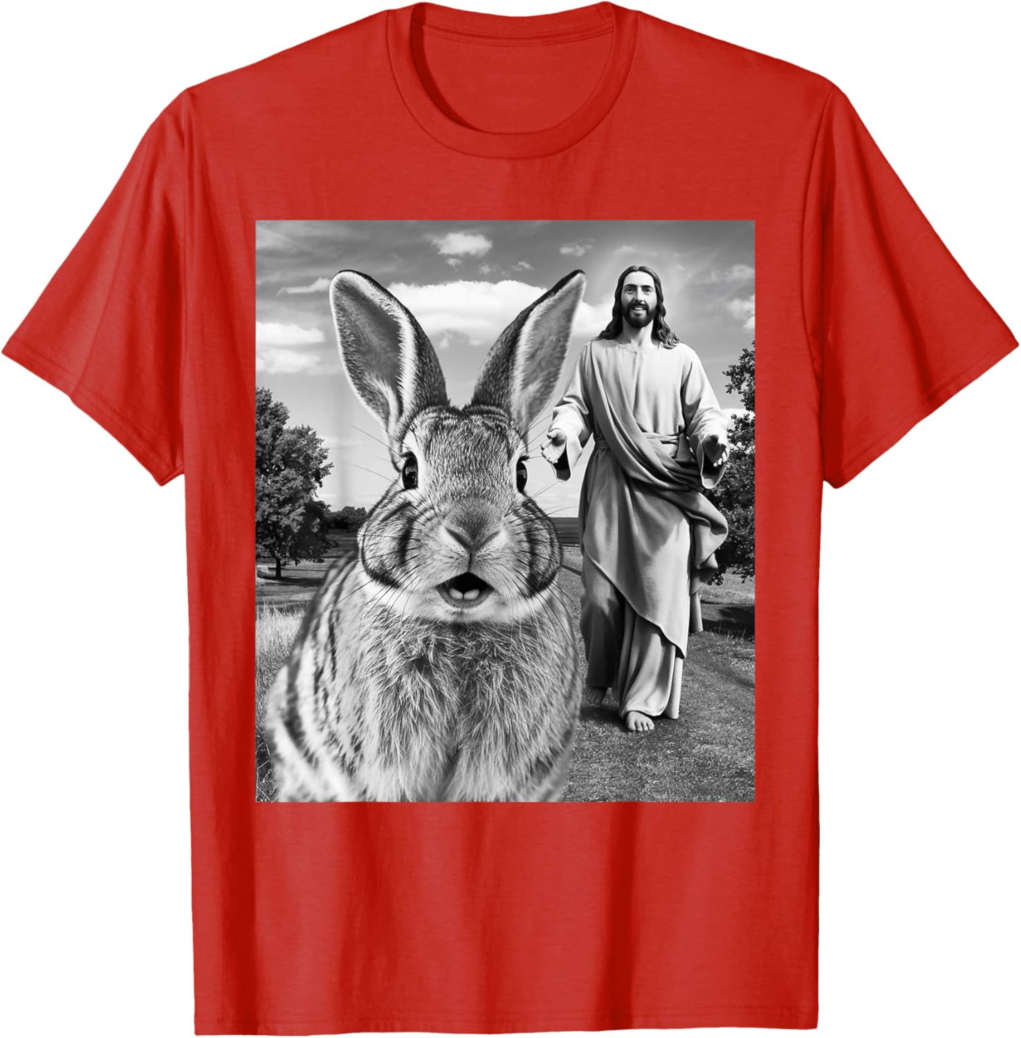 Happy Easter Bunny Selfie T-Shirt for Men Women Kids Fun Christian Style - 3