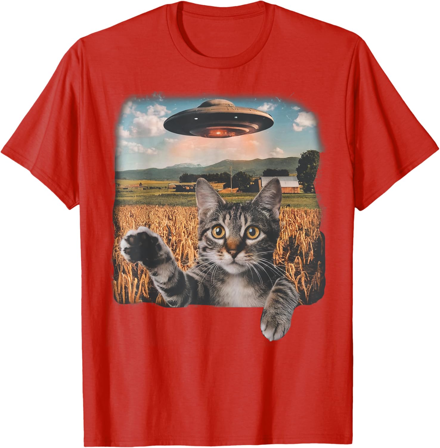 Cat Selfie with Alien UFO T-Shirt for Men, Women, and Kids - 10