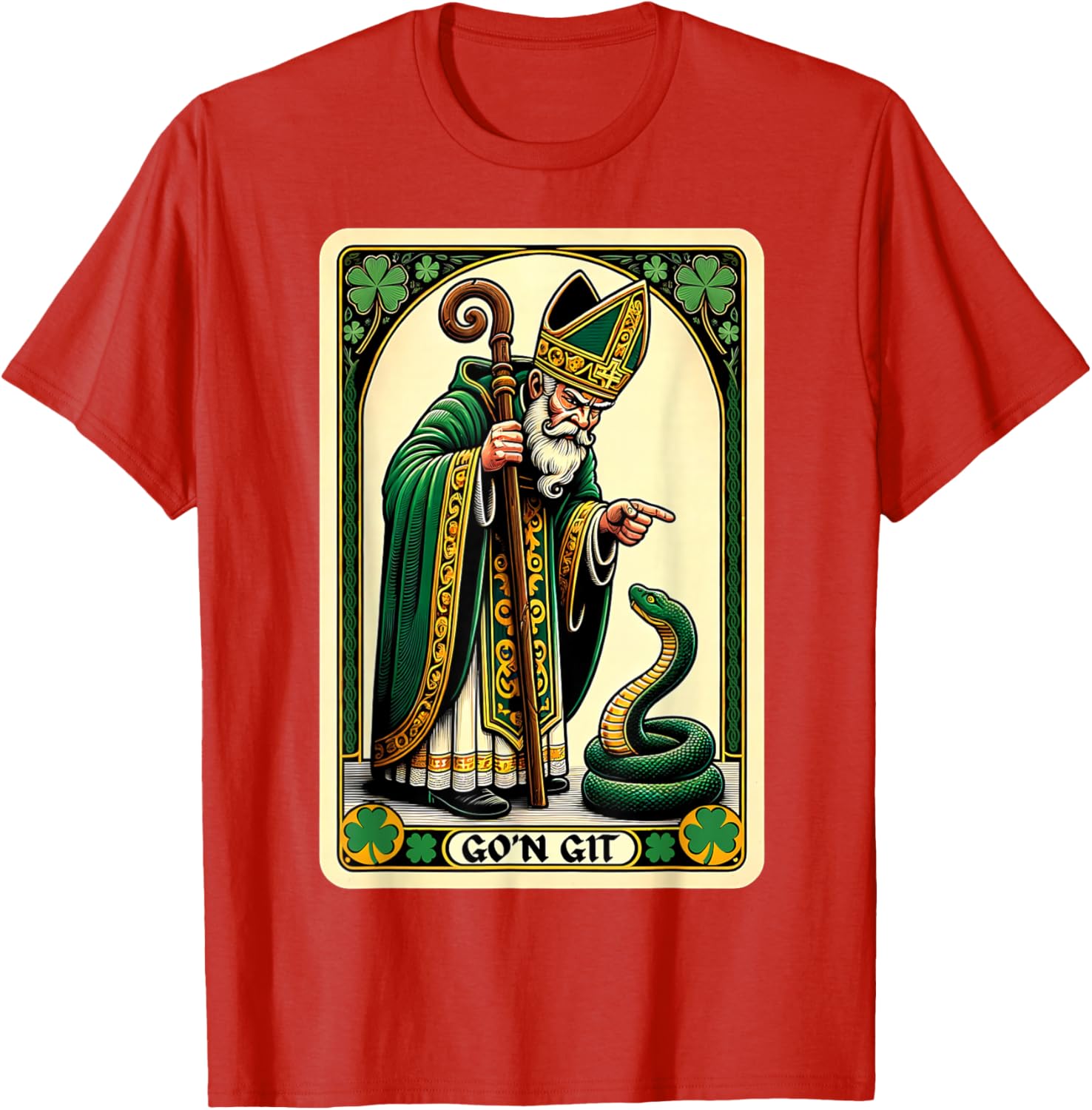 Funny St Patricks Day Tarot Card Go'n Git T-Shirt for Festive Fun - 4