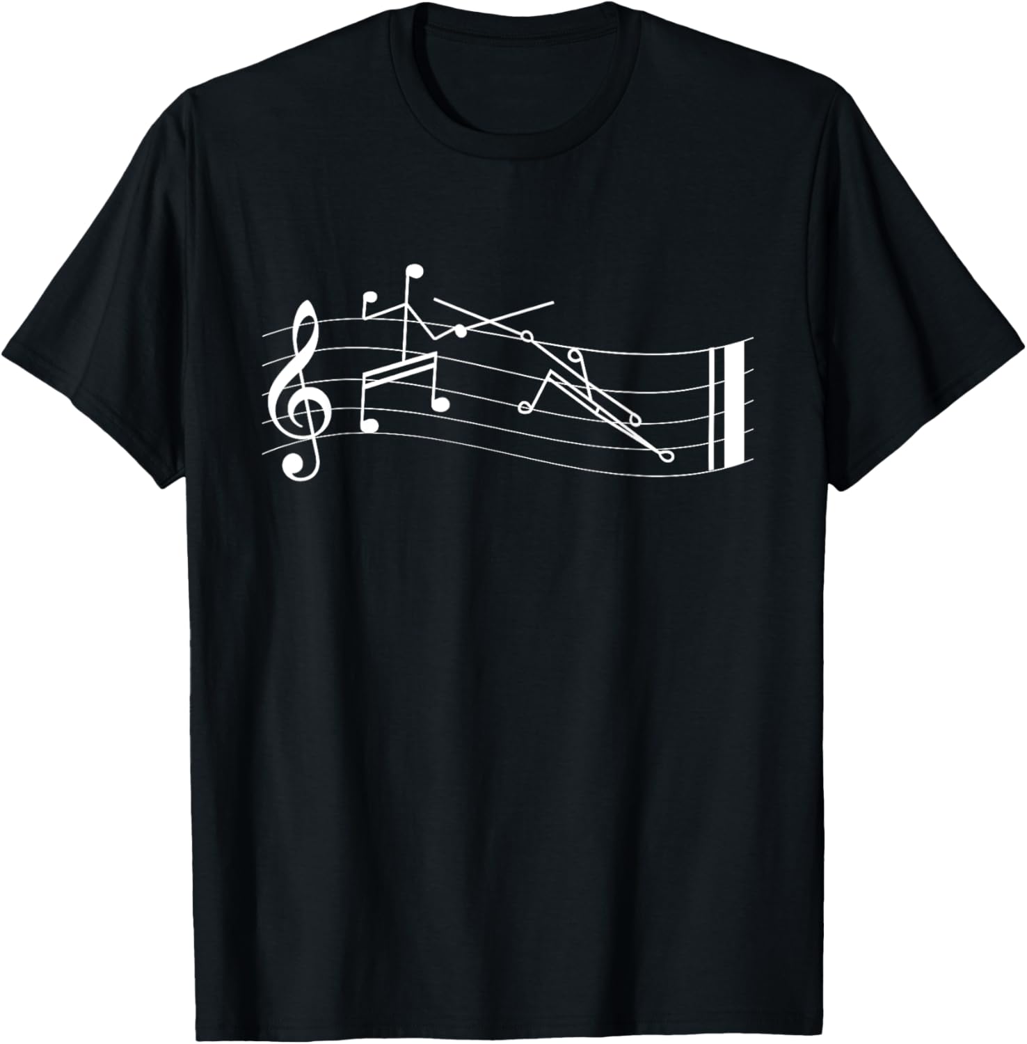 Funny Stick-Figure Music Notes En-garde T-Shirt for Music Lovers - 26