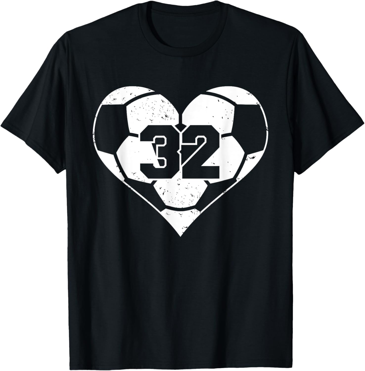 Funny Soccer Heart Game Day T-Shirt with Number 32 Jersey Design - 15