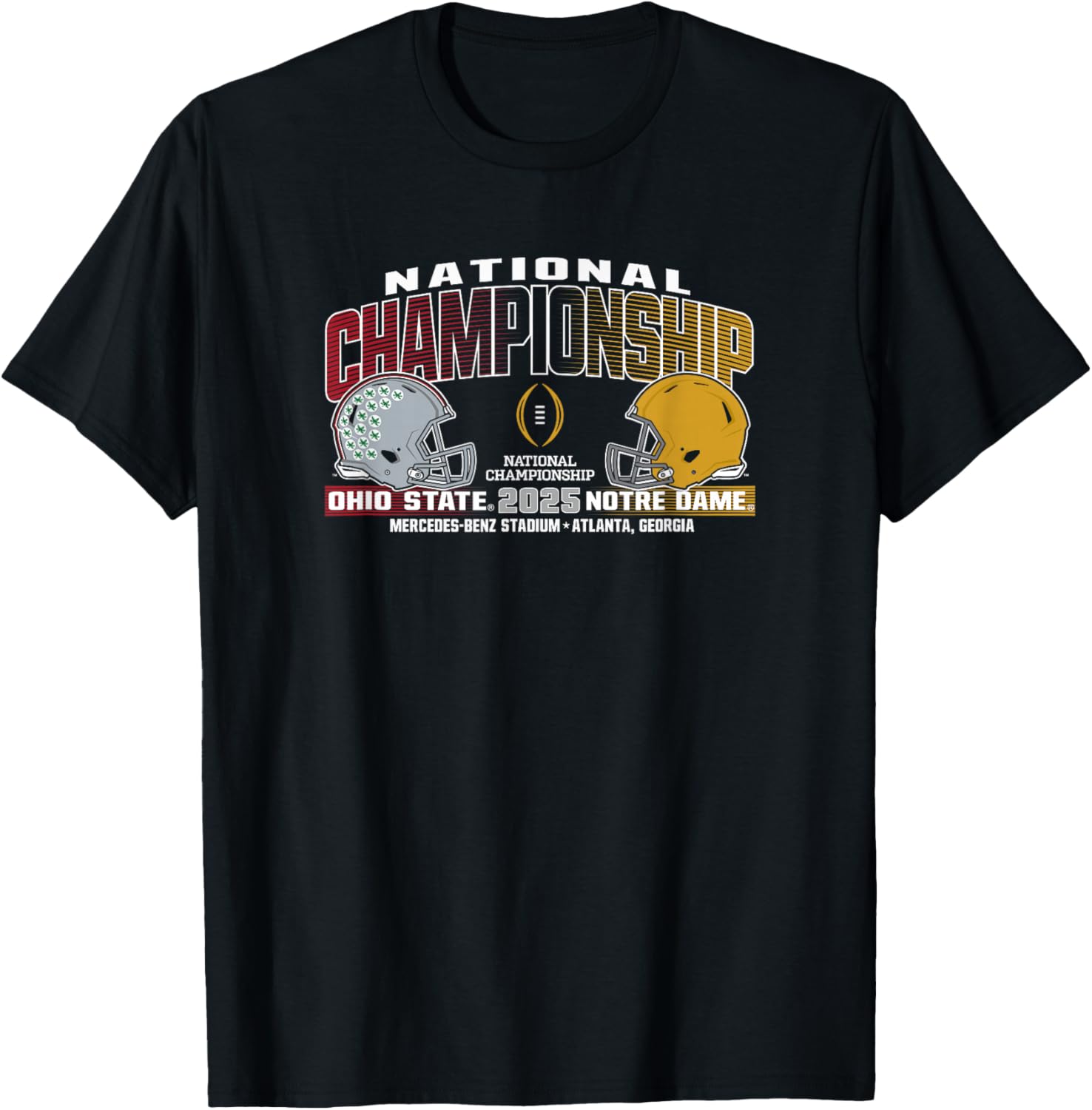 Ohio State vs Notre Dame 2025 Championship T-Shirt Black Cotton Blend - 1