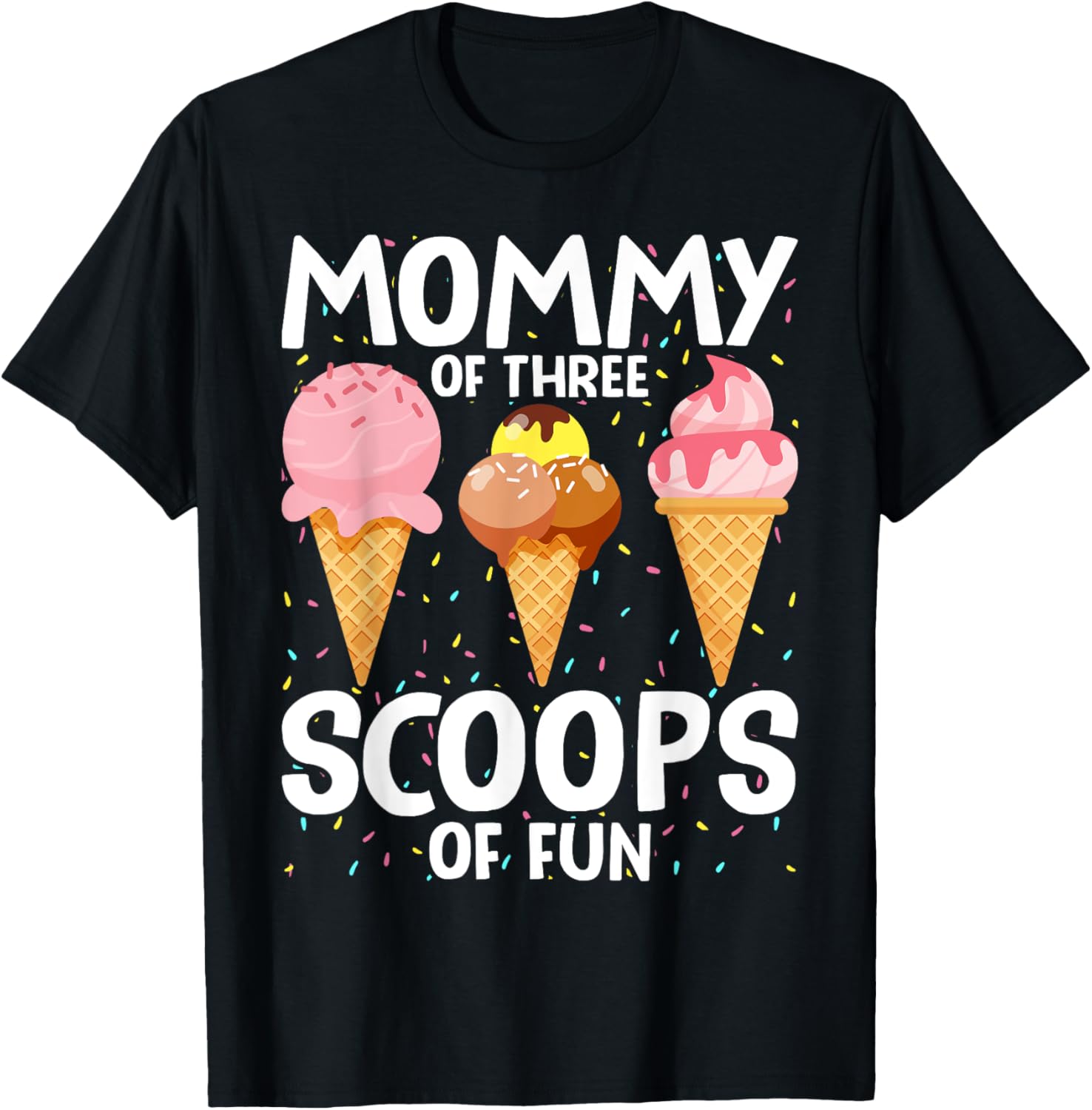 Mommy Mom Ice Cream Birthday T-Shirt for Three Scoops of Fun - 4