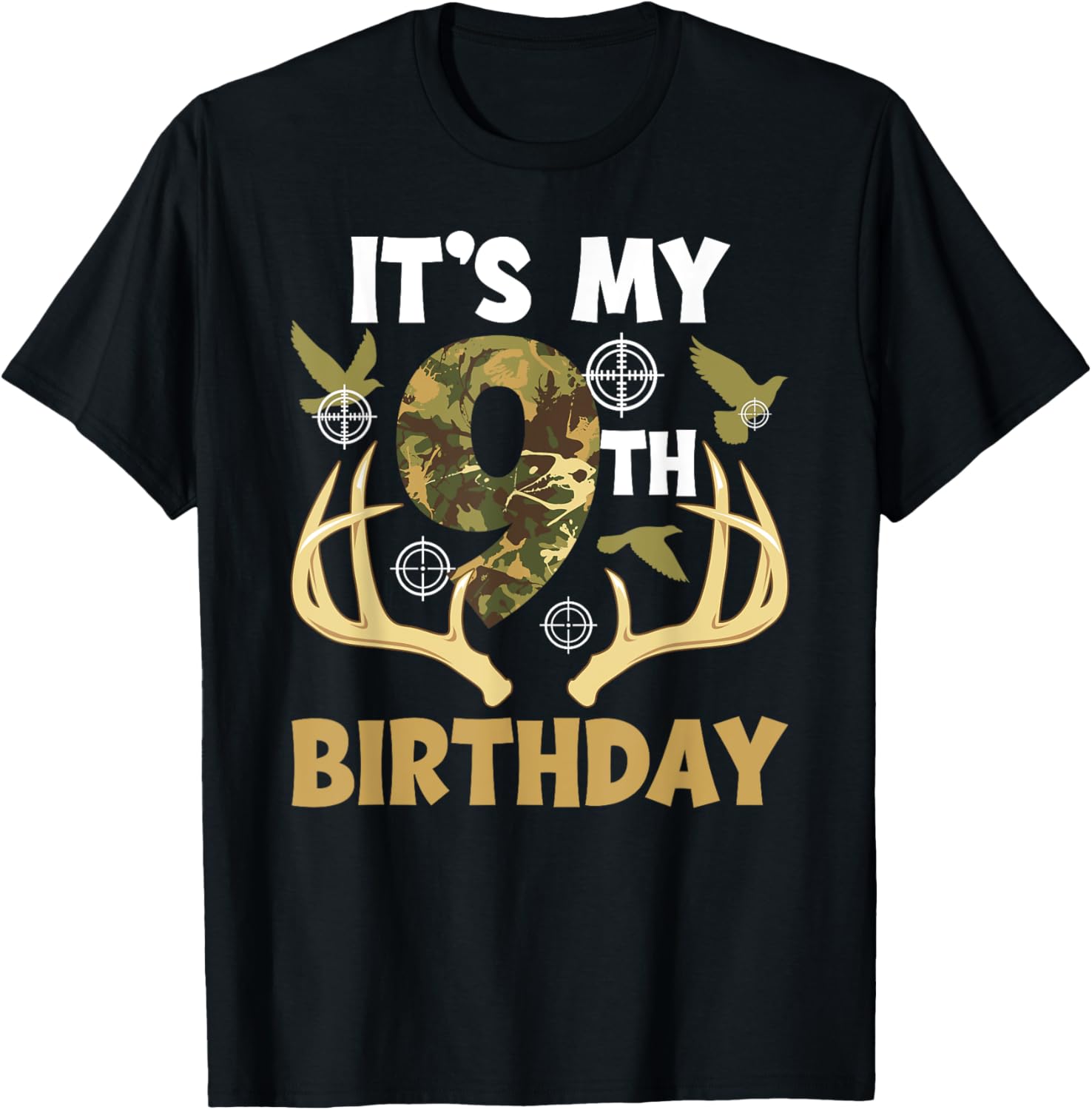 9th Birthday Hunting T-Shirt for Boys Fun Hunter Design Gift - 13