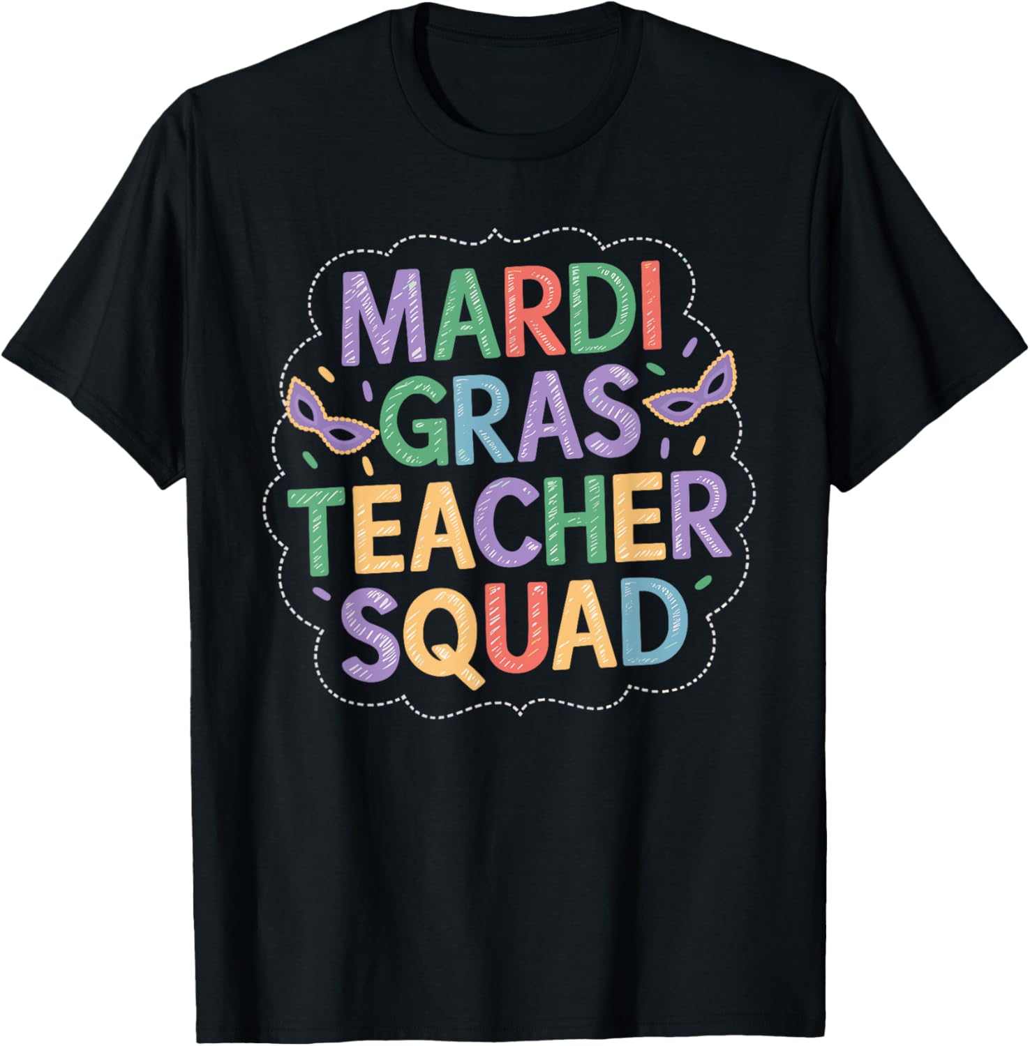 Mardi Gras Teacher Squad T-Shirt for Educators - Fun Holiday Apparel - 1