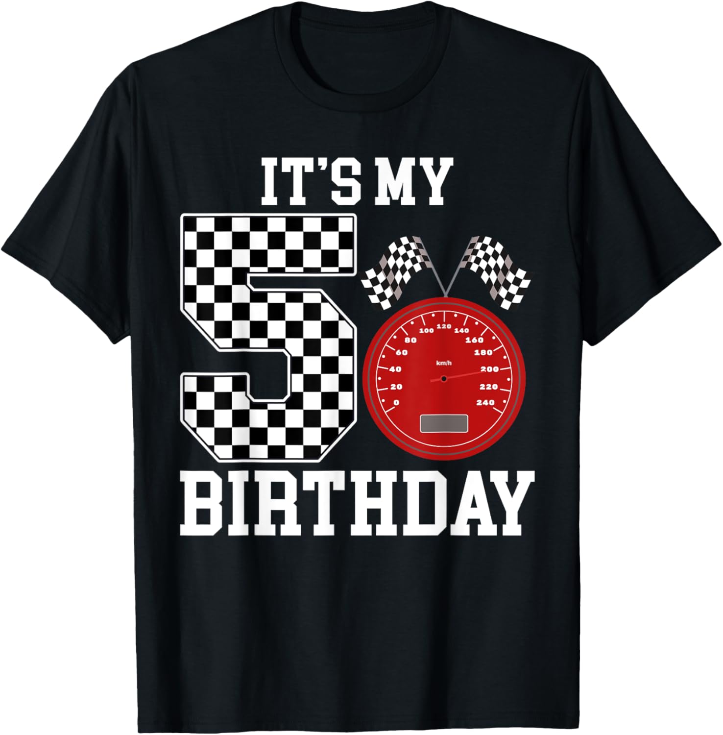Boys 5th Birthday Racing Car Flag T-Shirt Fun Gift for Kids - 4