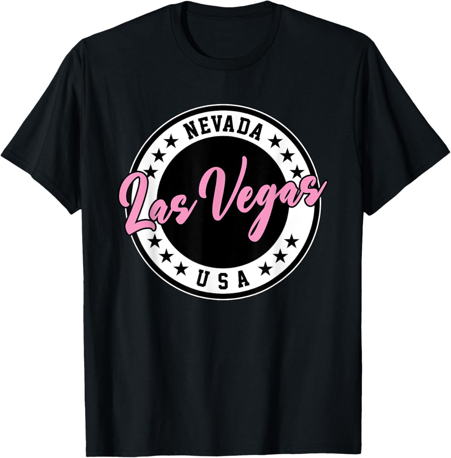 Las Vegas Nevada Pink Script Circle T-Shirt for Fun Fashion Lovers - 20