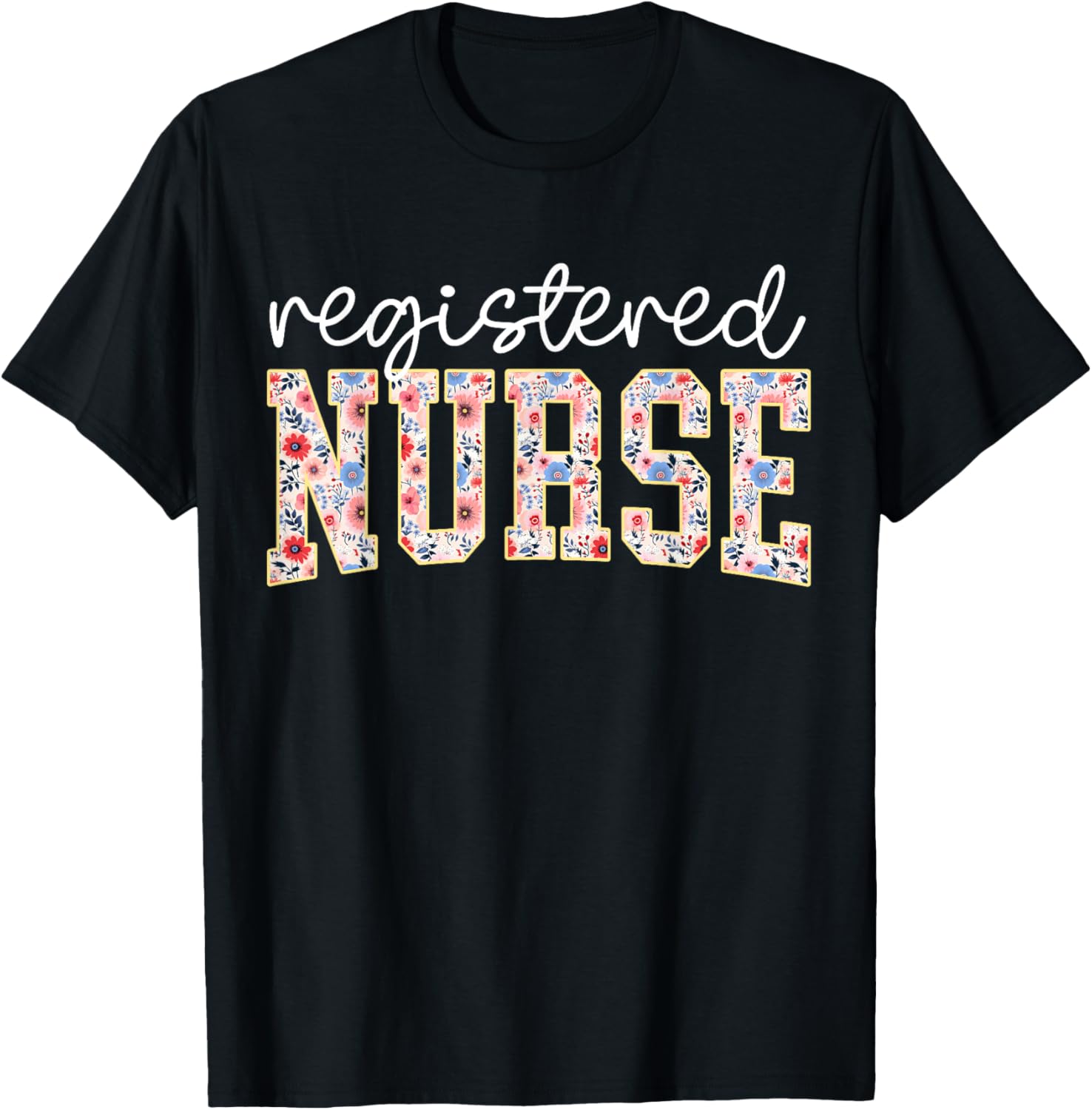 Floral Print RN Nurse T-Shirt for Women - Perfect for Nursing School - 8