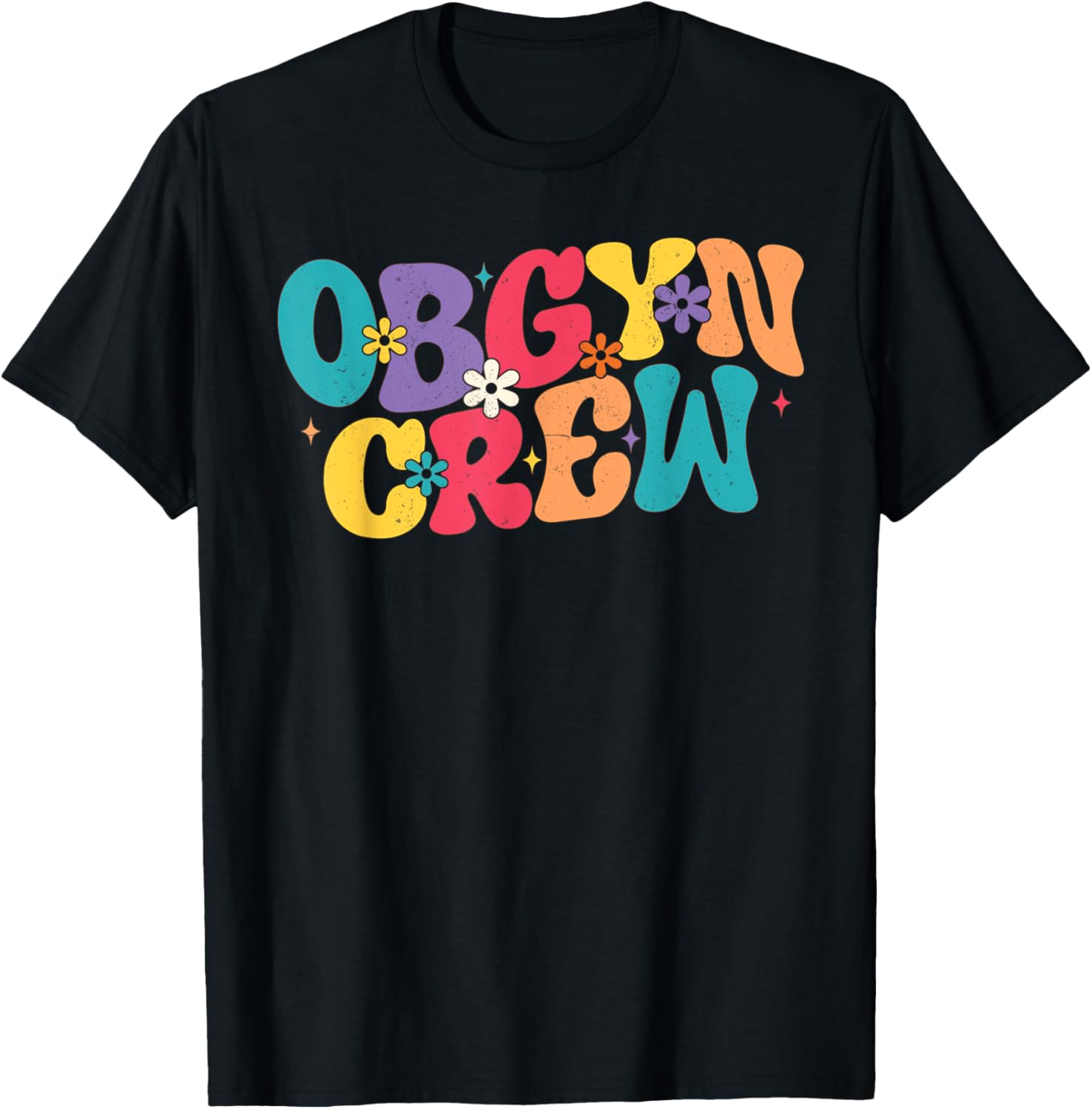 Retro Groovy OB-GYN Crew Nurse T-Shirt for Obstetrician Gynecologist - 14