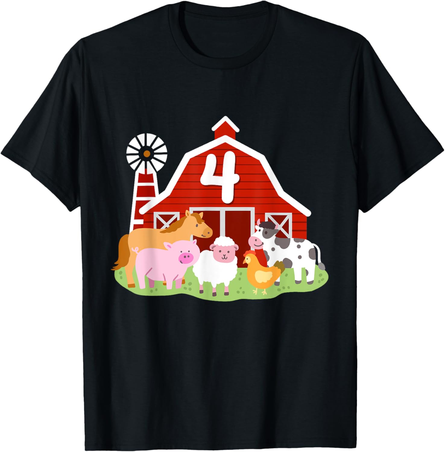 Adorable 4th Birthday Farm Animals T-Shirt for Boys Toddler Party Fun - 13