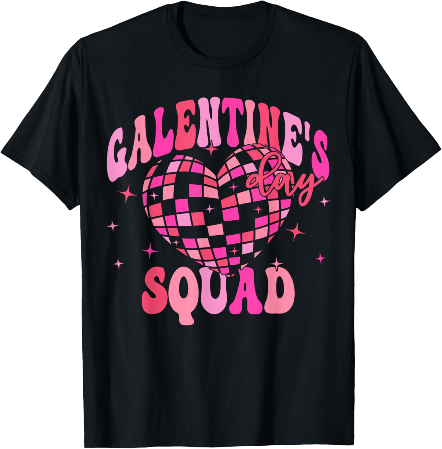 Galentine's Day Disco Heart Pink T-Shirt for Party Girls and Besties - 3