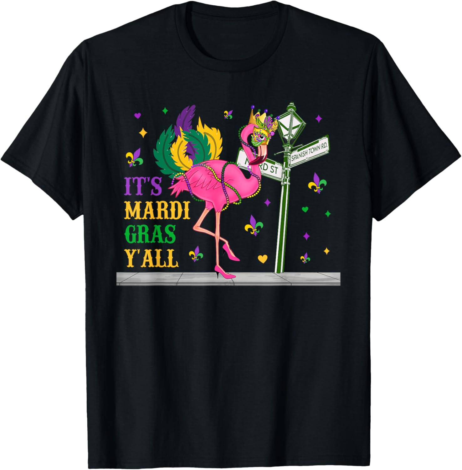 Mardi Gras Flamingo Costume T-Shirt for Girls and Women Fun Festive Wear - 8