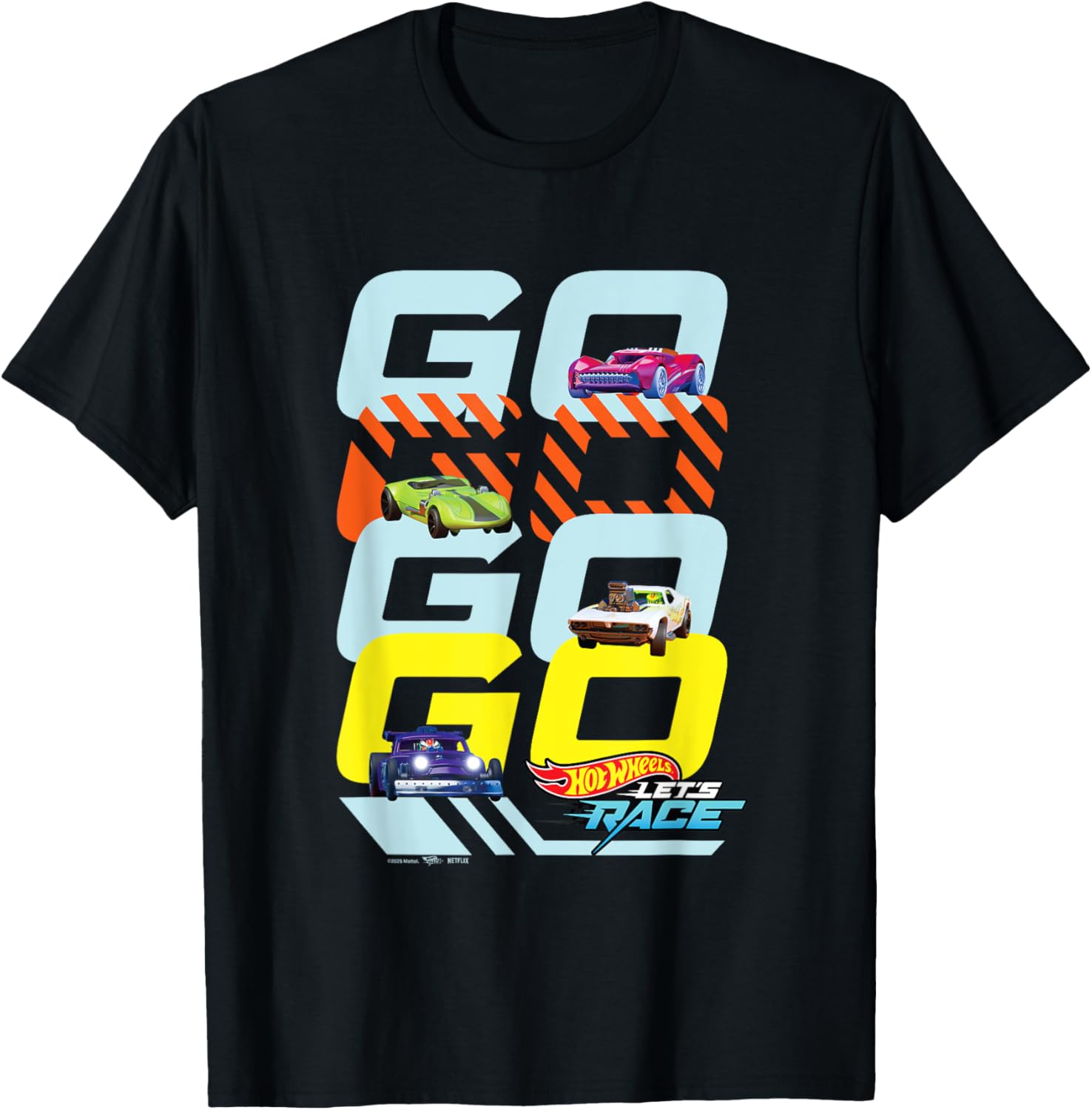 Hot Wheels Let's Race Go Go Go Go T-Shirt for Kids - Fun Racing Gear - 1