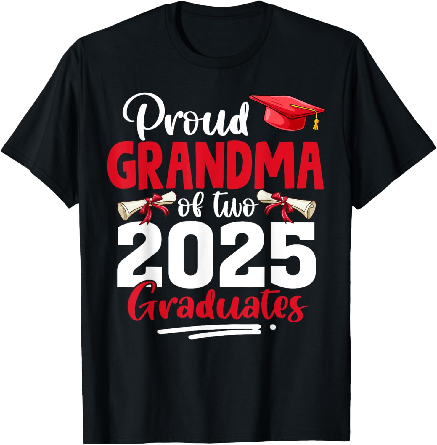 Proud Grandma of Two Twins Class of 2025 Graduation T-Shirt - 4