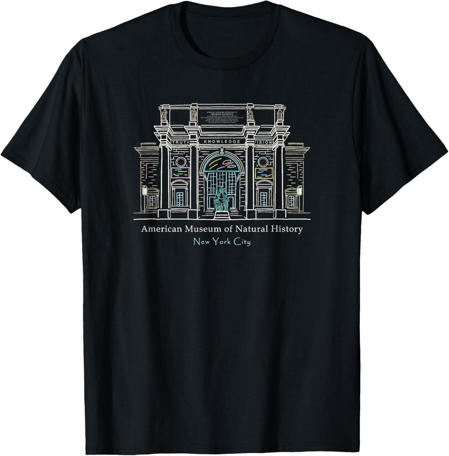 New York City American Museum of Natural History Drawing T-Shirt - 2
