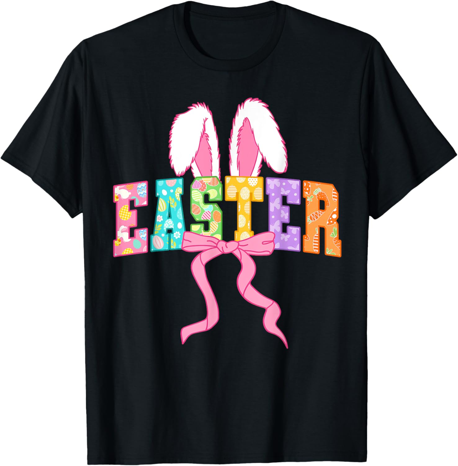 Happy Easter Coquette Bow Bunny Mama T-Shirt for Women and Girls - 7