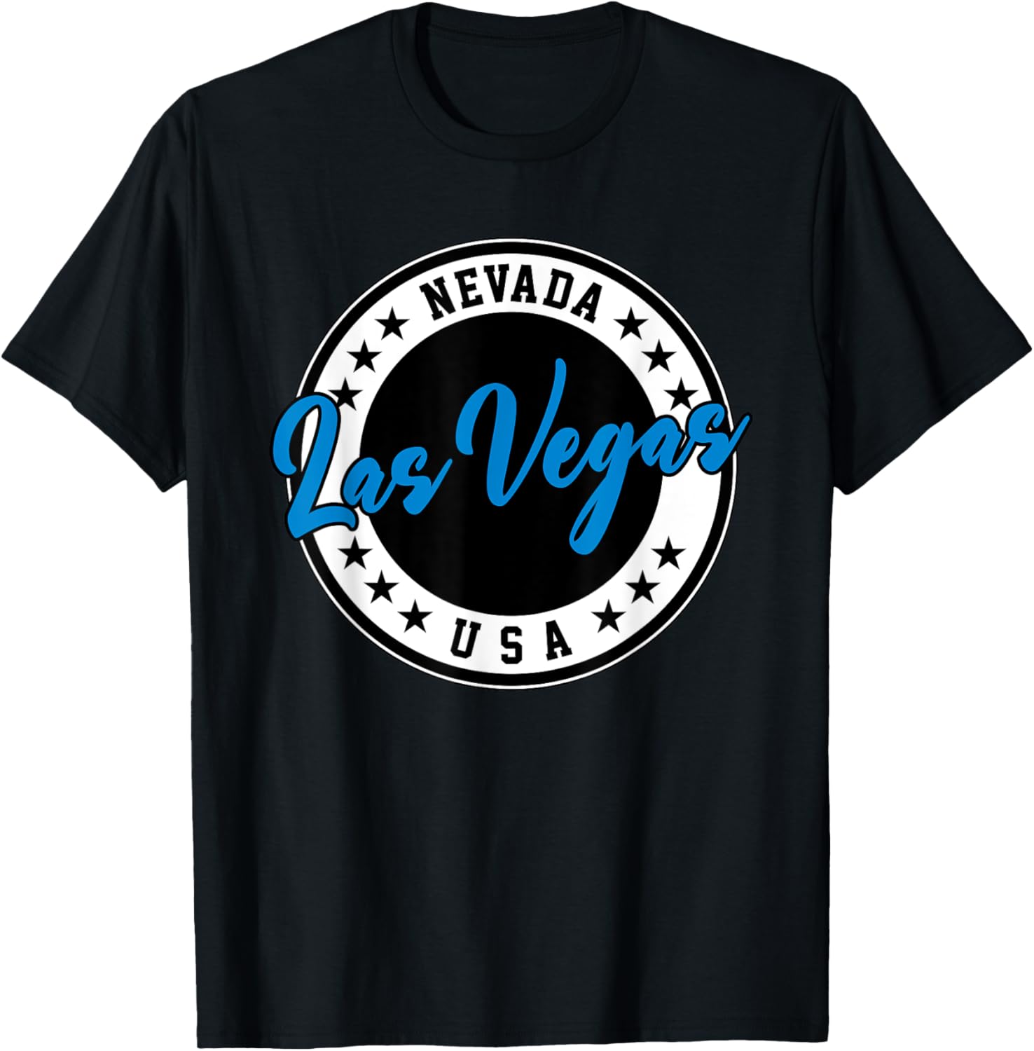 Las Vegas Nevada Blue Circle Script T-Shirt for Casual Style Fans - 11