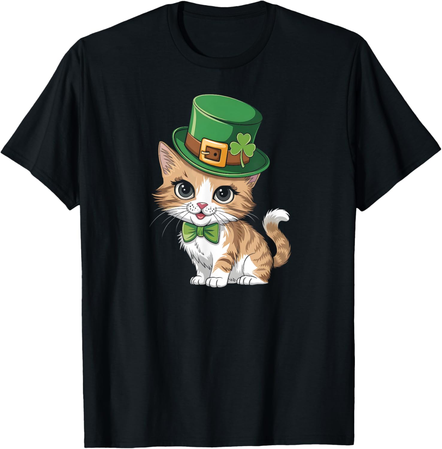 Lucky Shamrock Cat St Patricks Day T-Shirt for Women Girls and Toddlers - 7