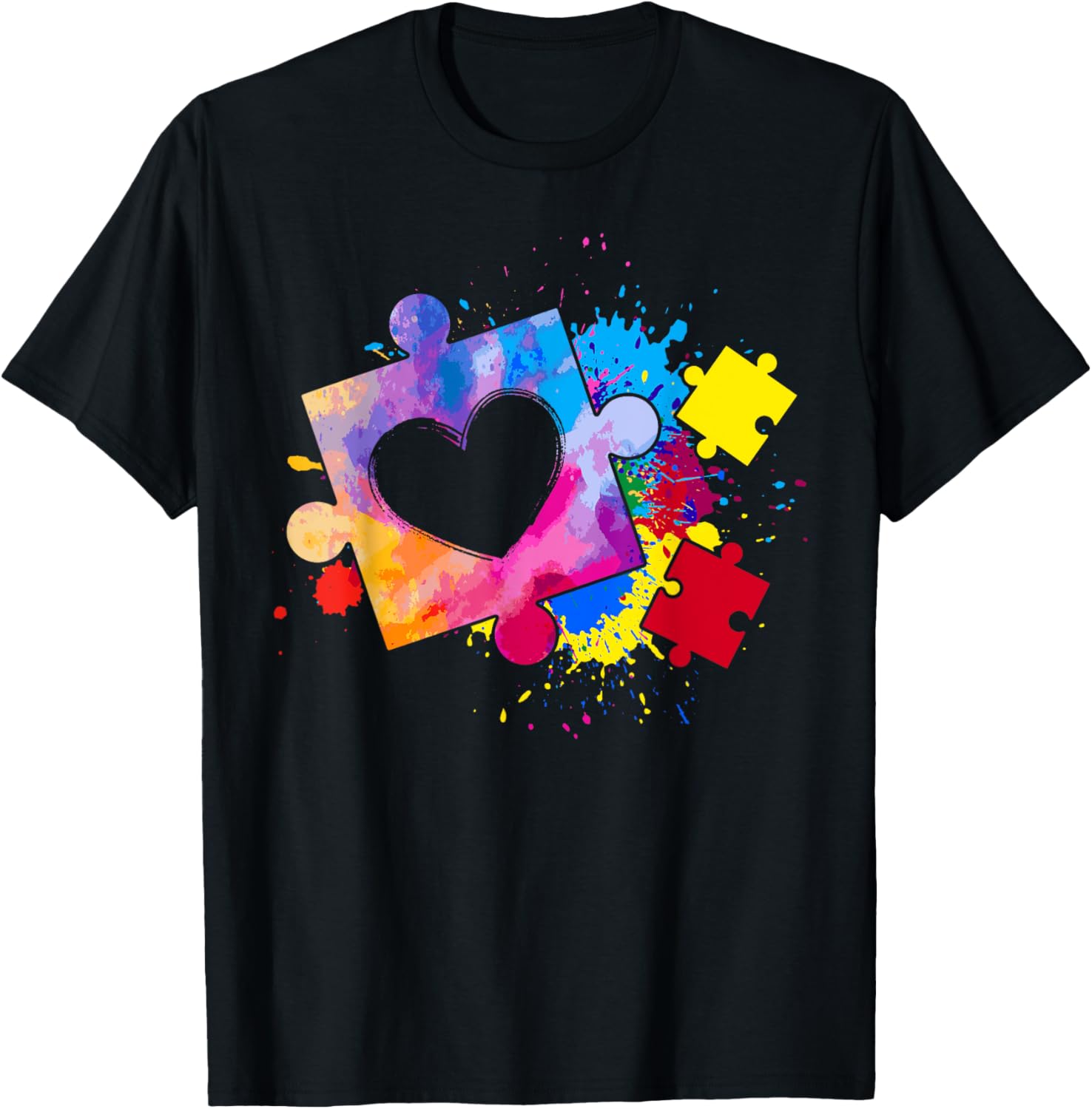 Autism Awareness Tie Dye Puzzle Piece Heart Kids T-Shirt for Boys and Girls - 21