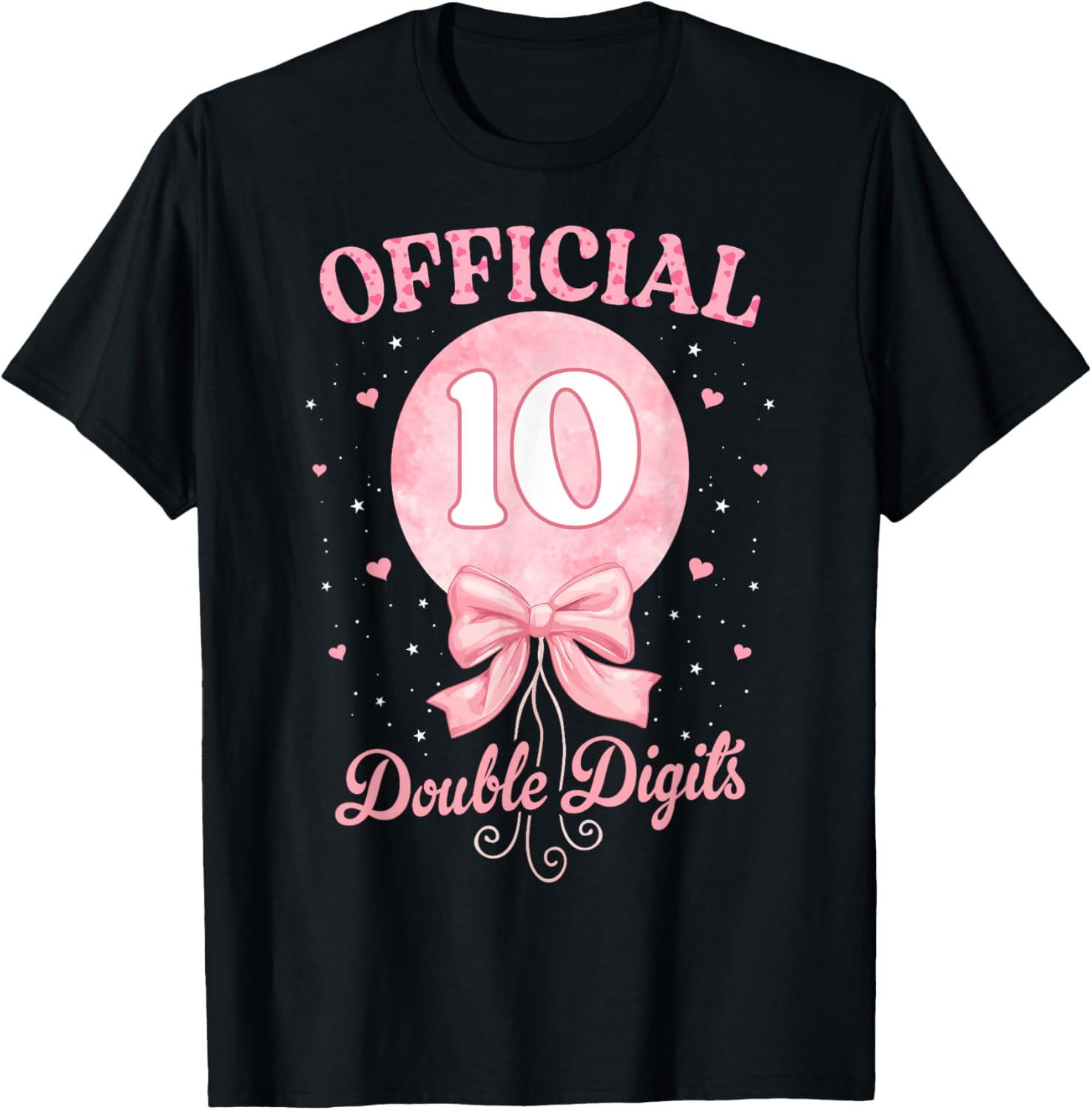Pink Coquette Bow T-Shirt for 10 Year Old Birthday Girl Celebration - 7