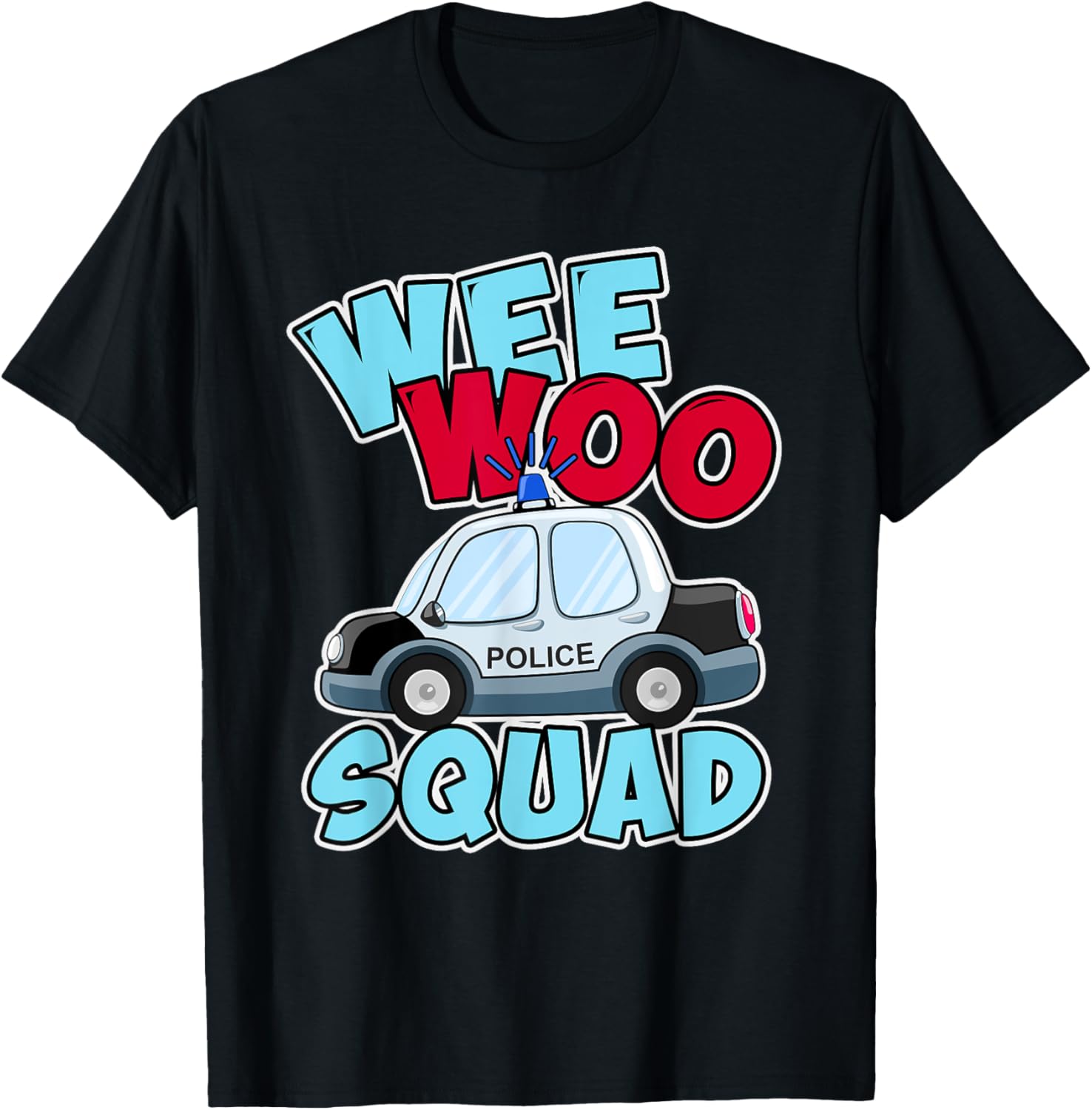 Wee Woo Squad Police Car T-Shirt for Kids - Fun Policeman Design - 29