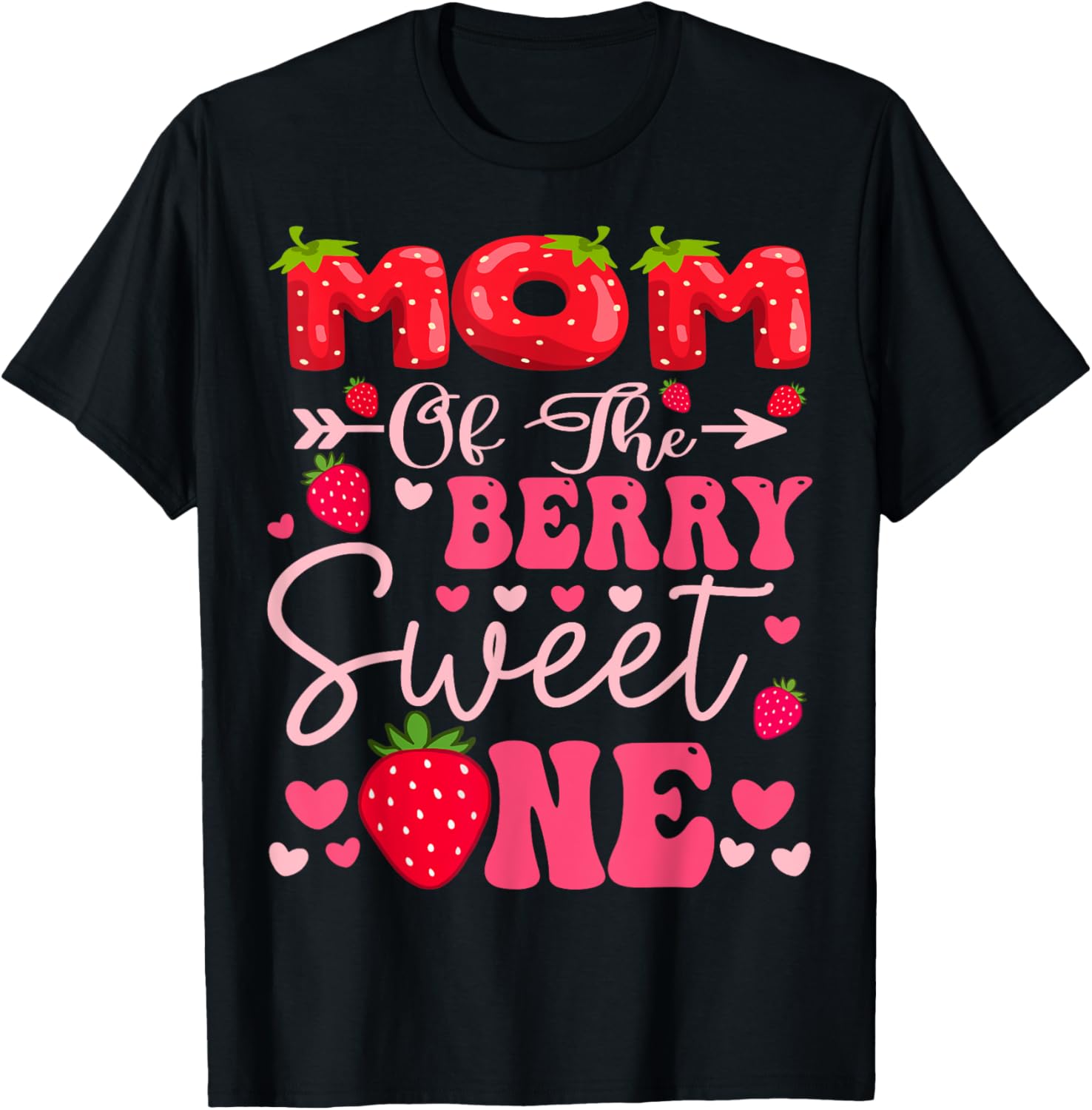 Mom Of The Berry Sweet One Strawberry First Birthday Girl T-Shirt - 2