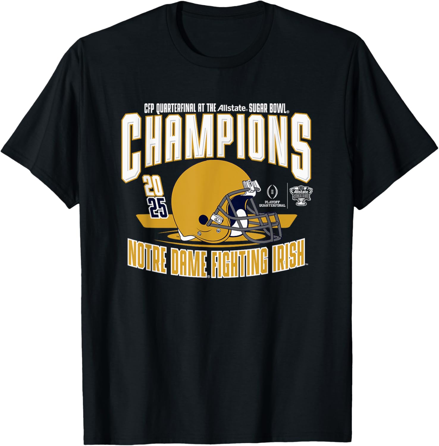 Notre Dame Fighting Irish 2025 Sugar Bowl Champions Black T-Shirt - 1