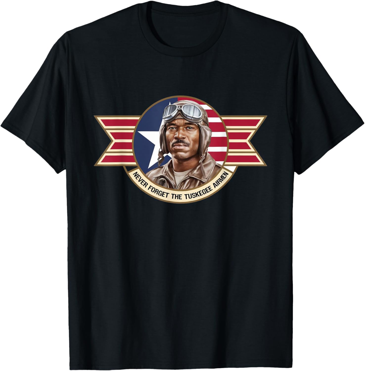 Retro Black Airmen T-Shirt Honoring WWII Tuskegee Pilots History - 3