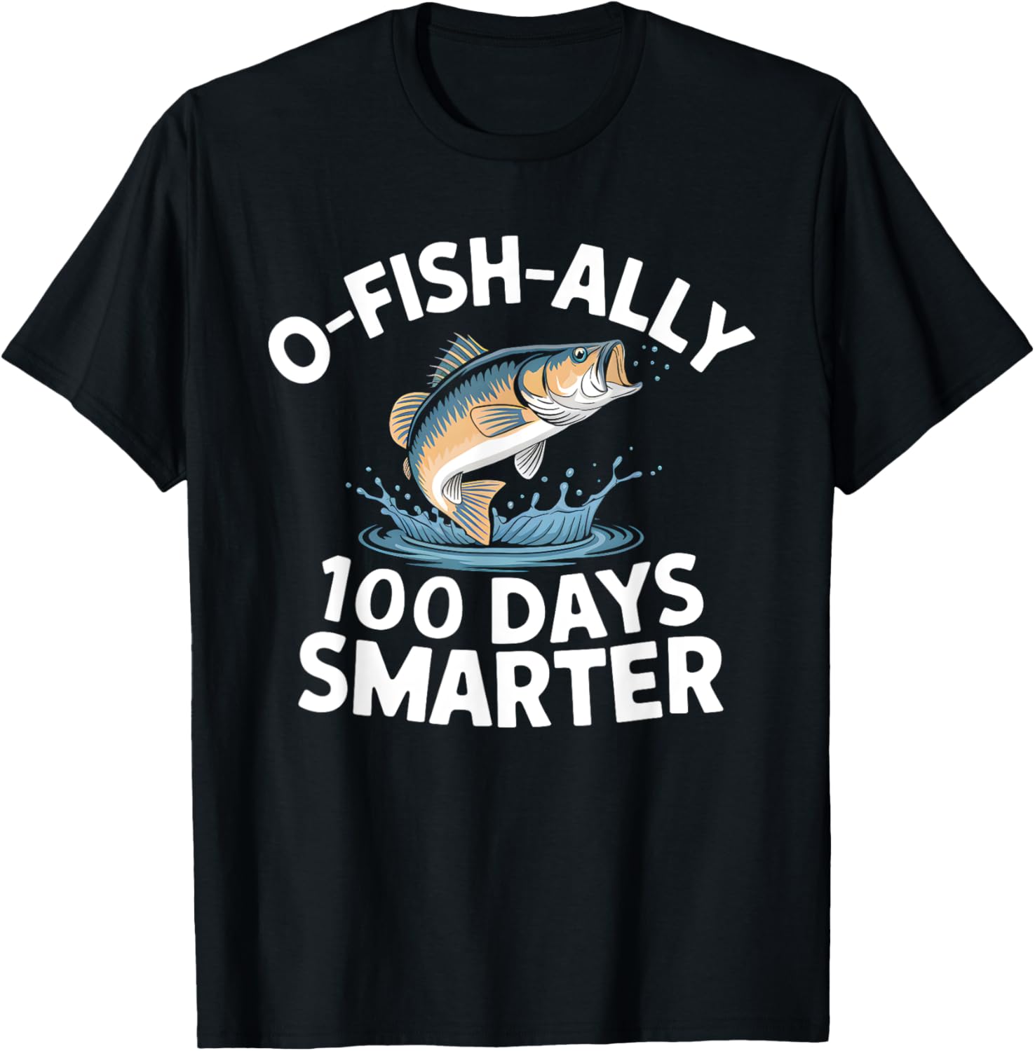 100 Days Smarter Kids Fishing T-Shirt for 100th Day of School Fun - 13