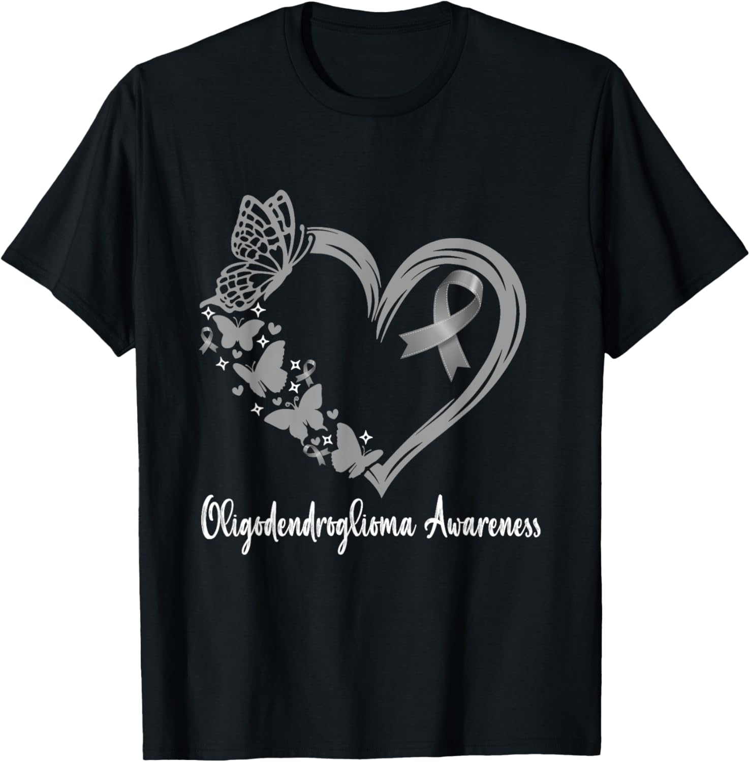 Oligodendroglioma Awareness Warrior Heart T-Shirt for Support & Unity - 7