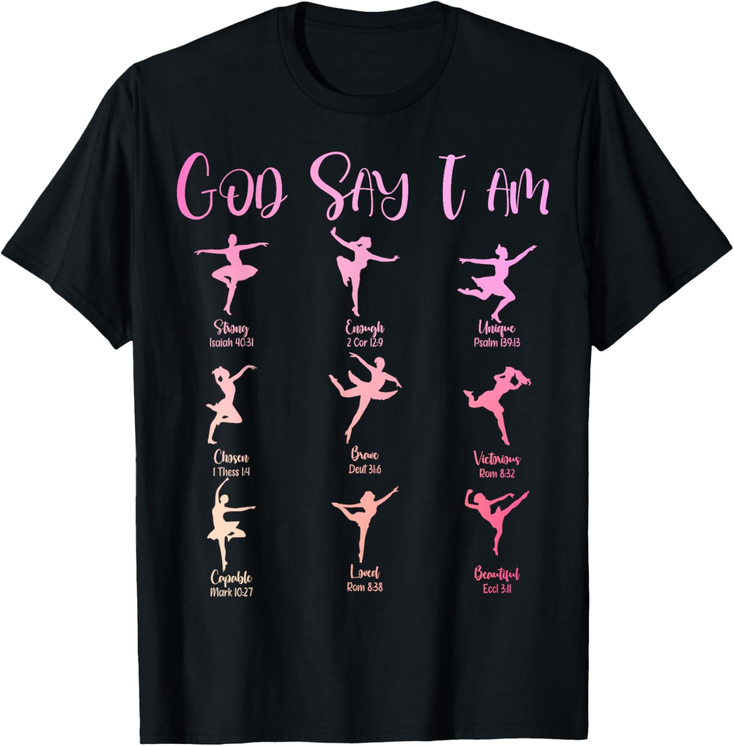 Christian God Says I Am Cute Pink Ballet Dancer T-Shirt for Girls - 18