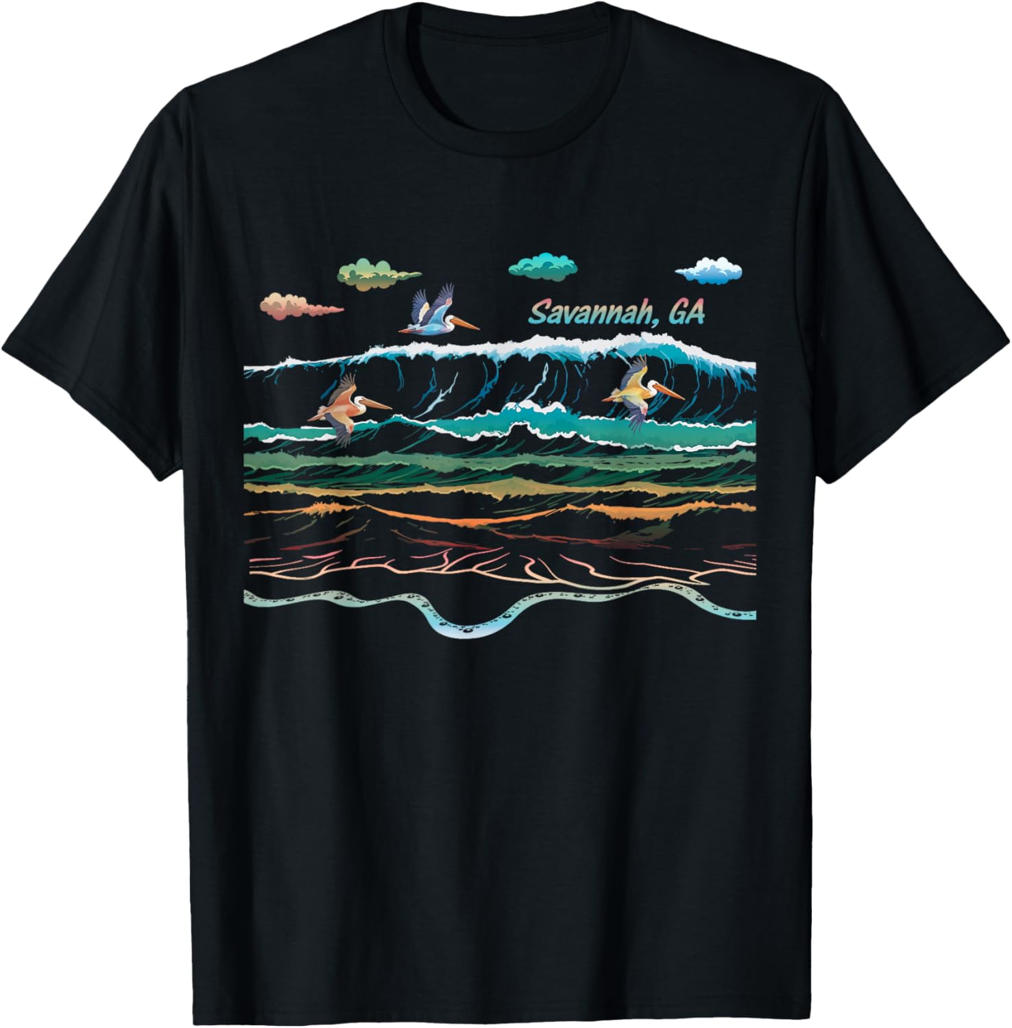 Colorful Tie-Dye Pelican Beach T-Shirt for Savannah Georgia Lovers - 2