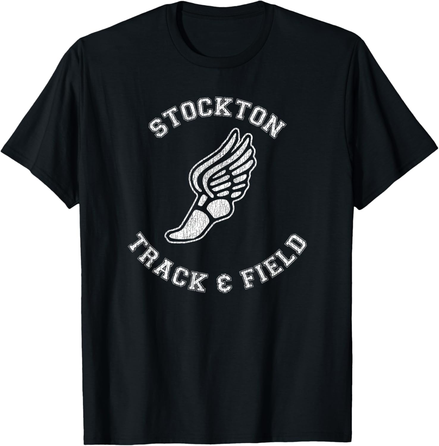 Stockton Track & Field Retro 80s Distressed T-Shirt for Casual Style - 16