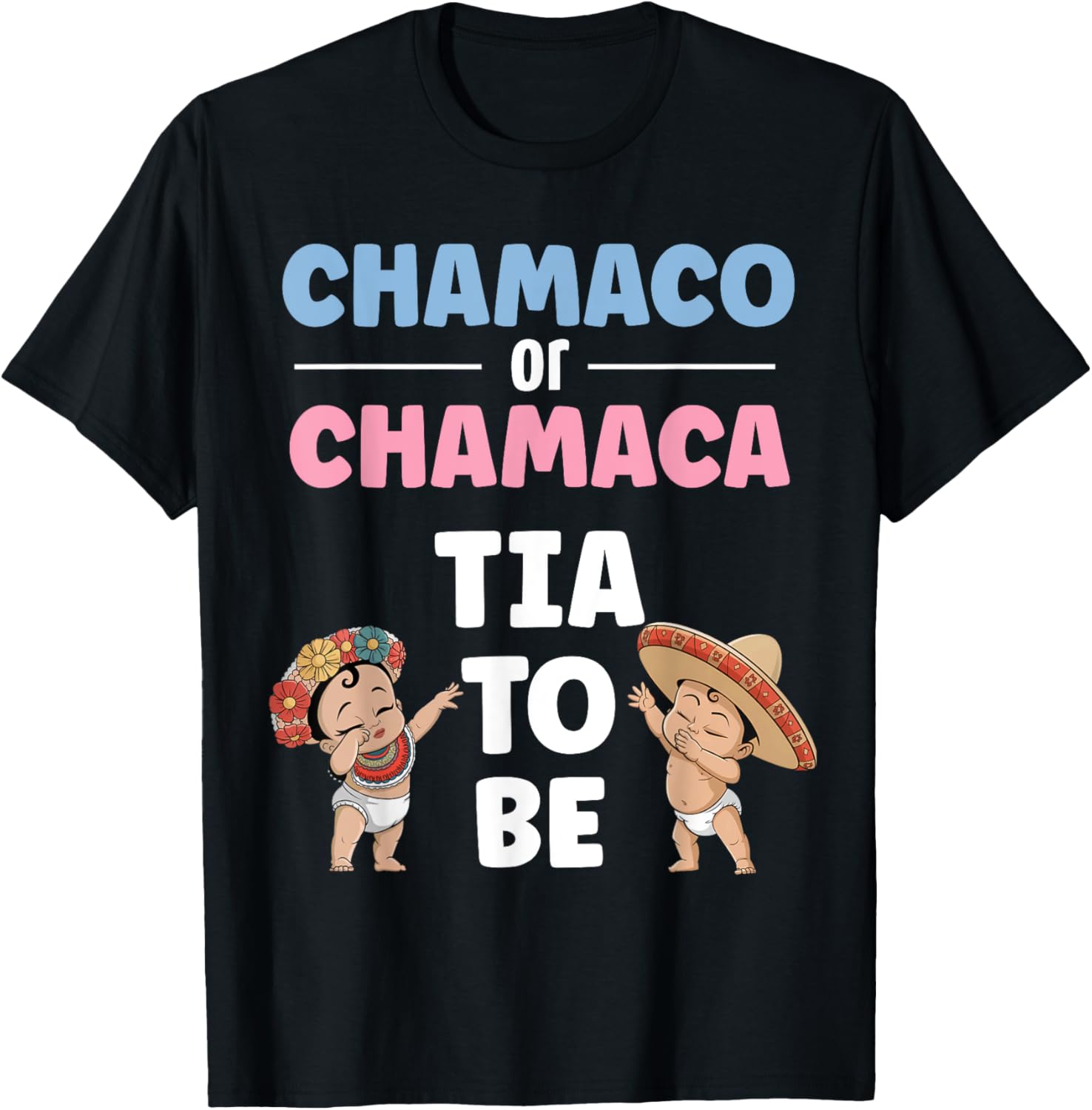 Mexican Gender Reveal T-Shirt for Tia To Be - Pink or Blue Design - 1
