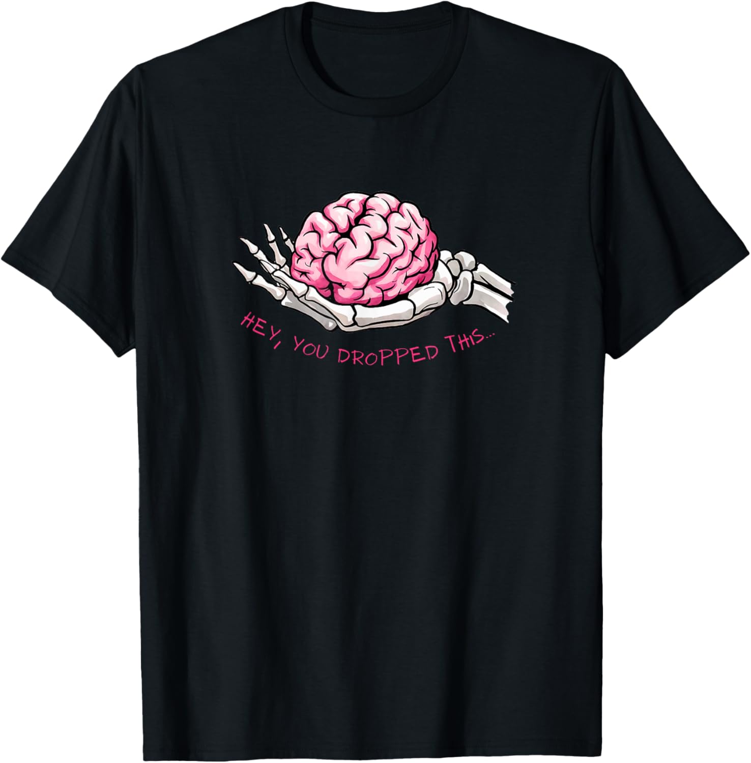 Funny Skeleton Hand Holding Brain T-Shirt for Unique Halloween Style - 7