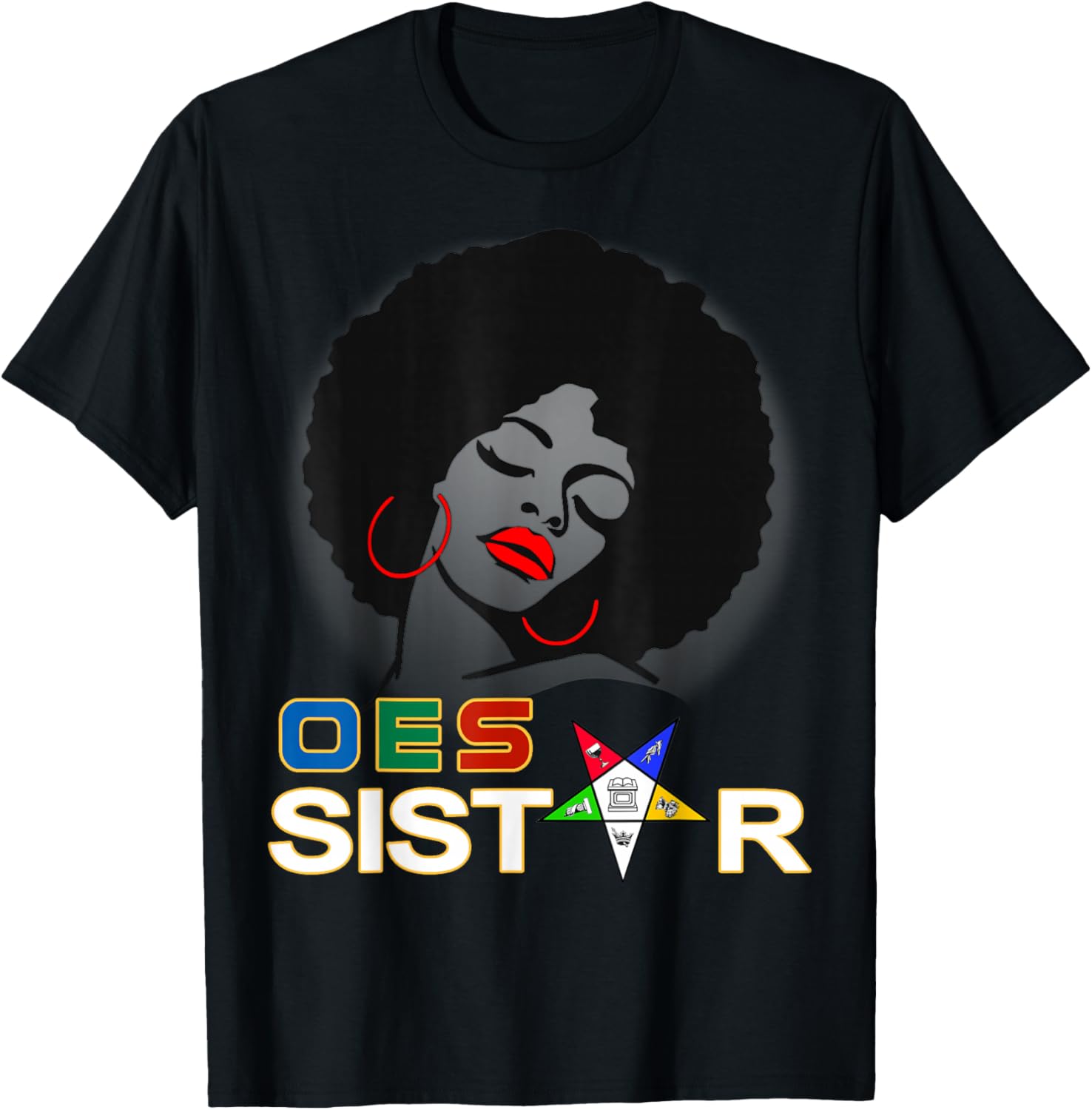 Beautiful Red Afro Earrings and Sistar Eastern Star T-Shirt for Girls - 28