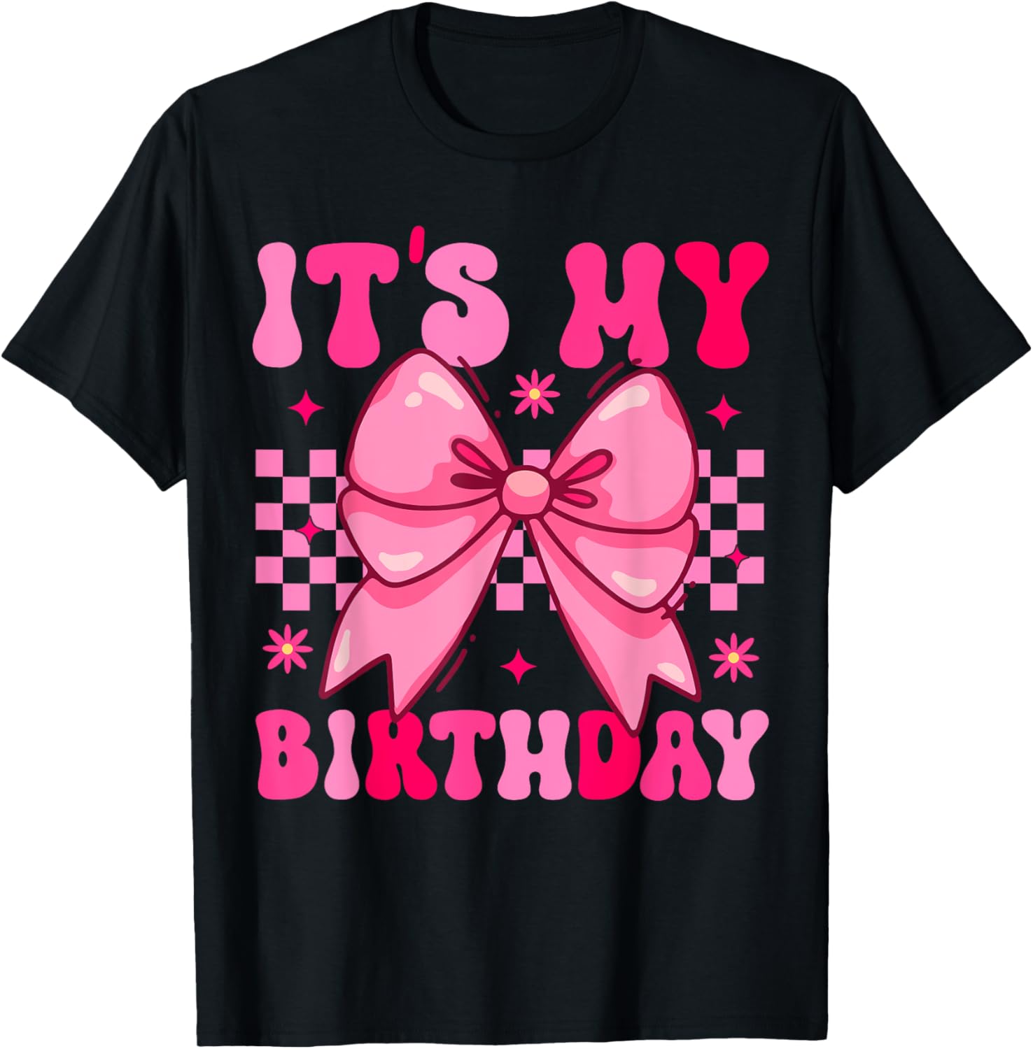 Groovy It's My Birthday Bow T-Shirt for Girls and Teens Perfect Gift - 3