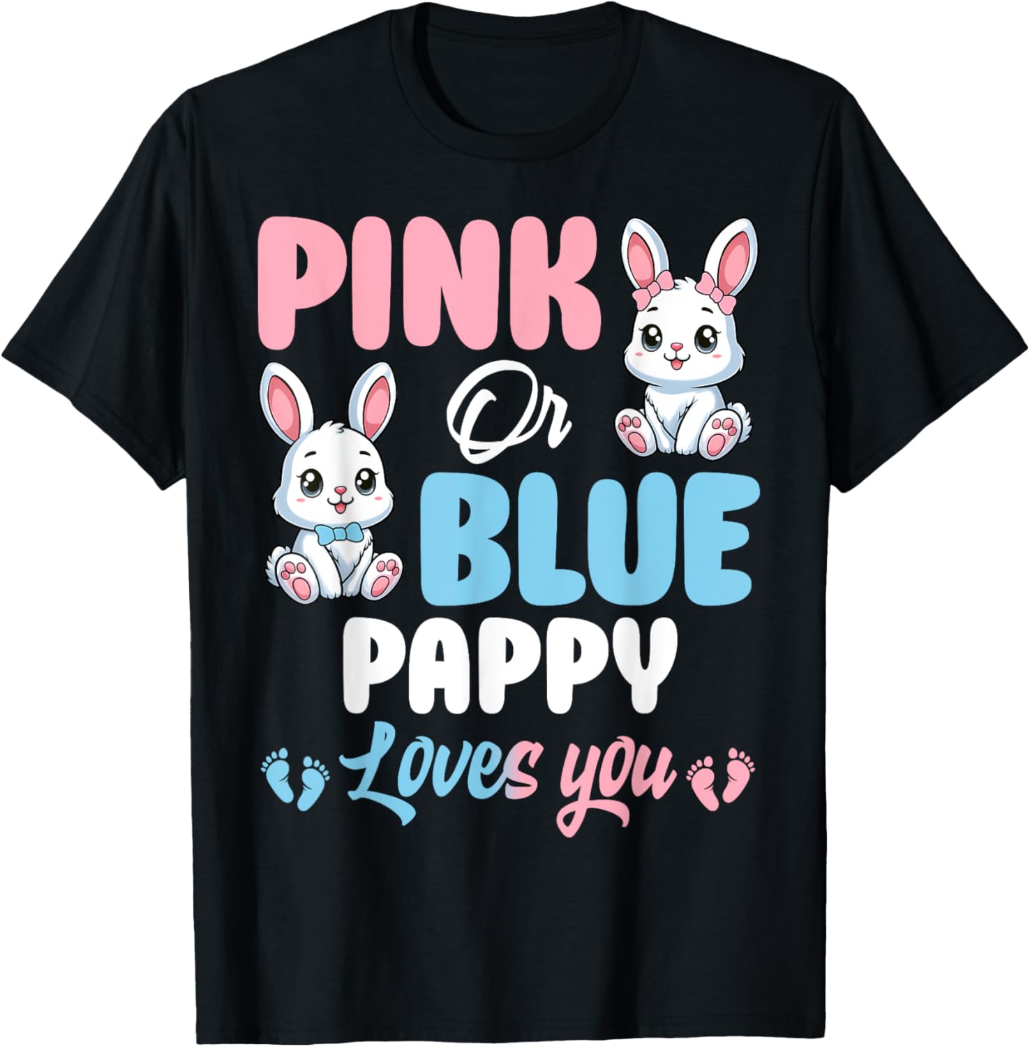 Pink Or Blue Pappy Loves You Bunny Gender Reveal Party T-Shirt for Kids - 1
