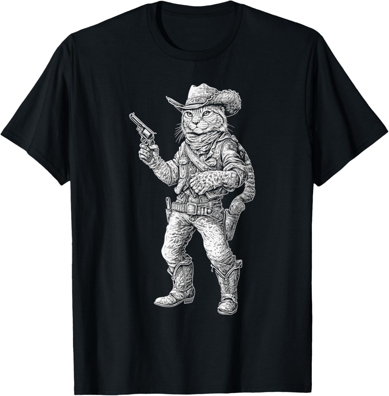 Rustic Bobcat Cowboy Vintage Western T-Shirt for Stylish Country Wear - 1