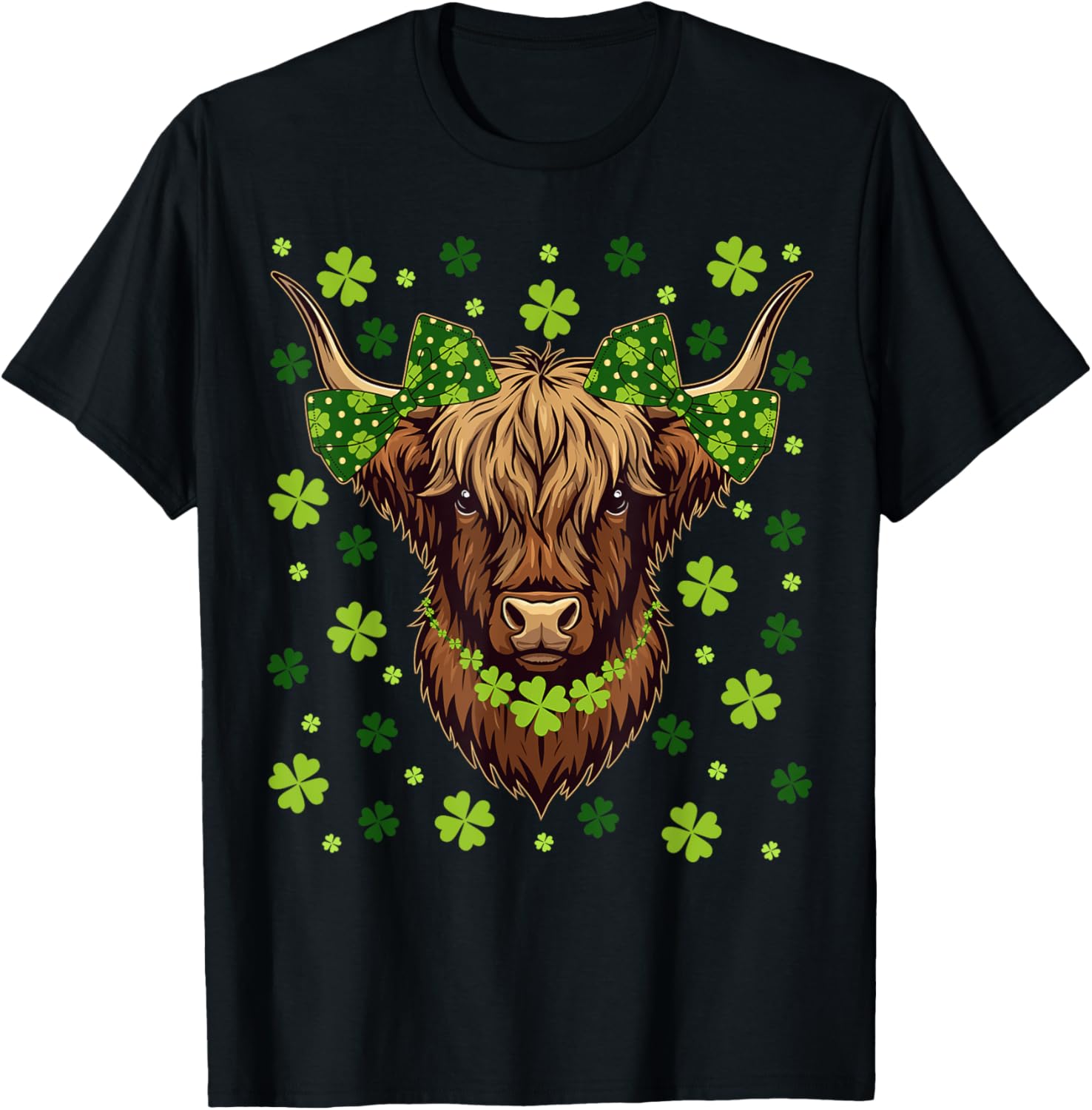Highland Cow Shamrock T-Shirt for St Patricks Day Celebrations - 15