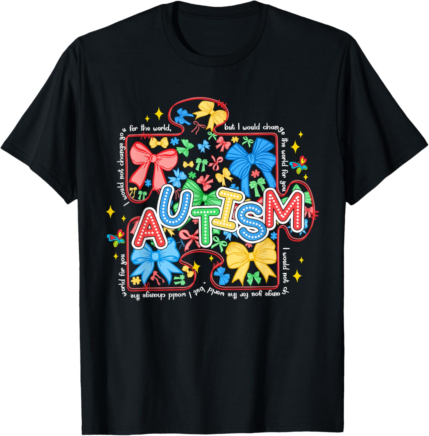 Autism Awareness Puzzle Bow Women's T-Shirt Cute and Stylish Design - 1