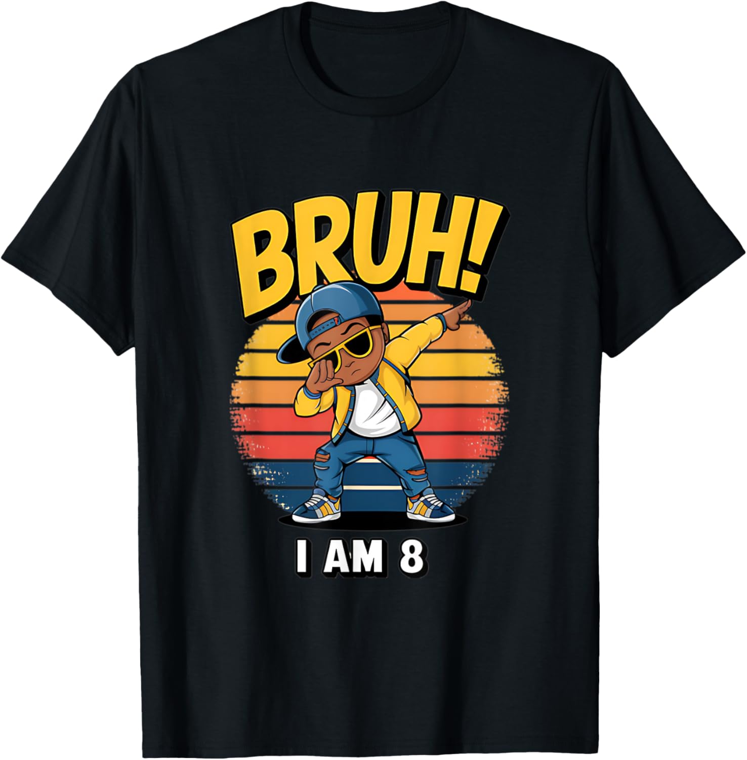 Bruh I Am 8 Dabbing T-Shirt for Boys 8th Birthday Celebration - 1