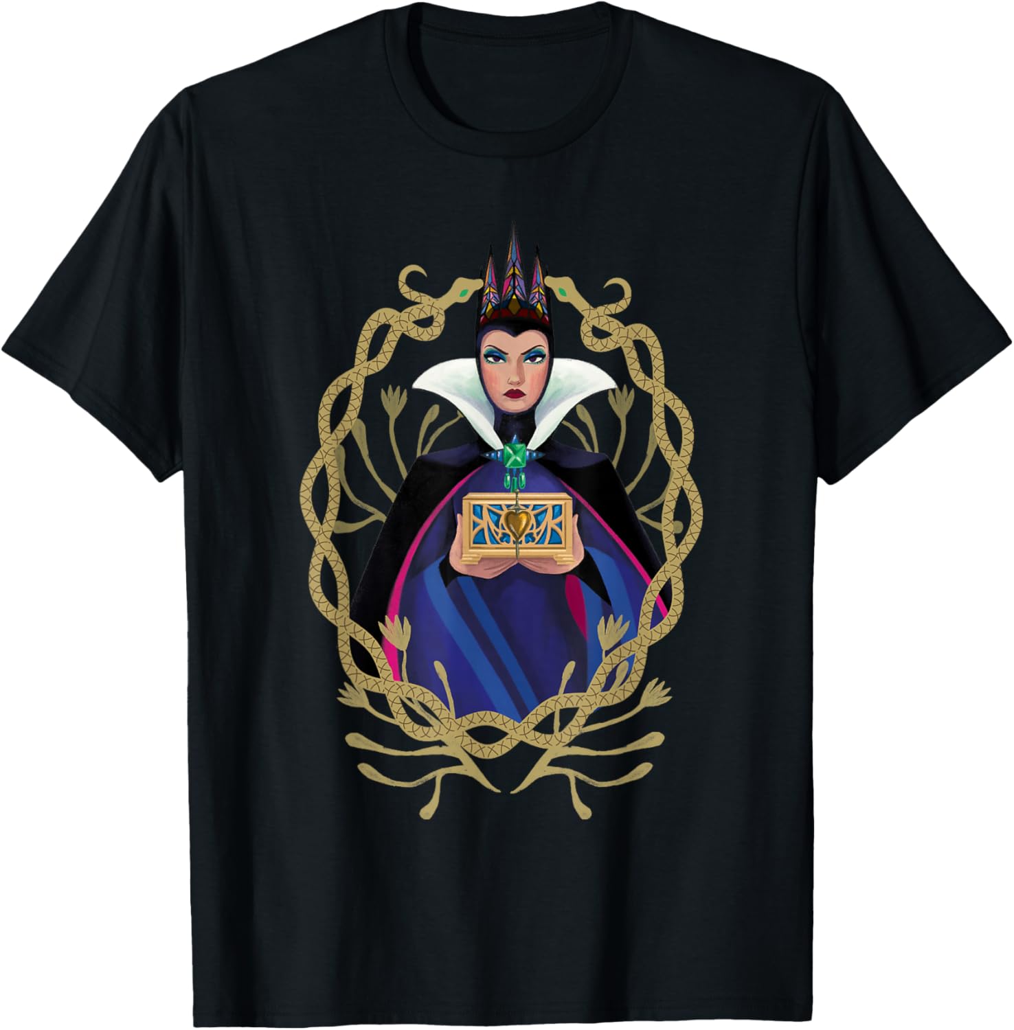 Disney Snow White Evil Queen T-Shirt with Small Chest Design for Fans - 1