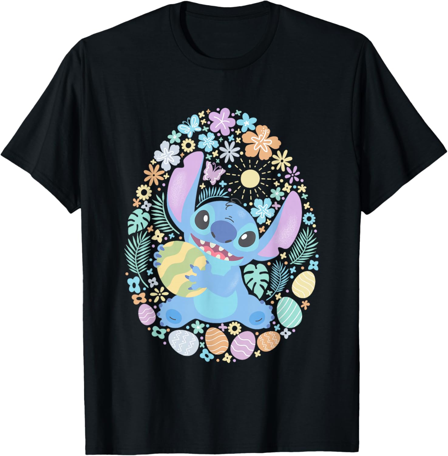 Disney Lilo & Stitch Easter Eggs Floral Portrait T-Shirt for Fans - 12