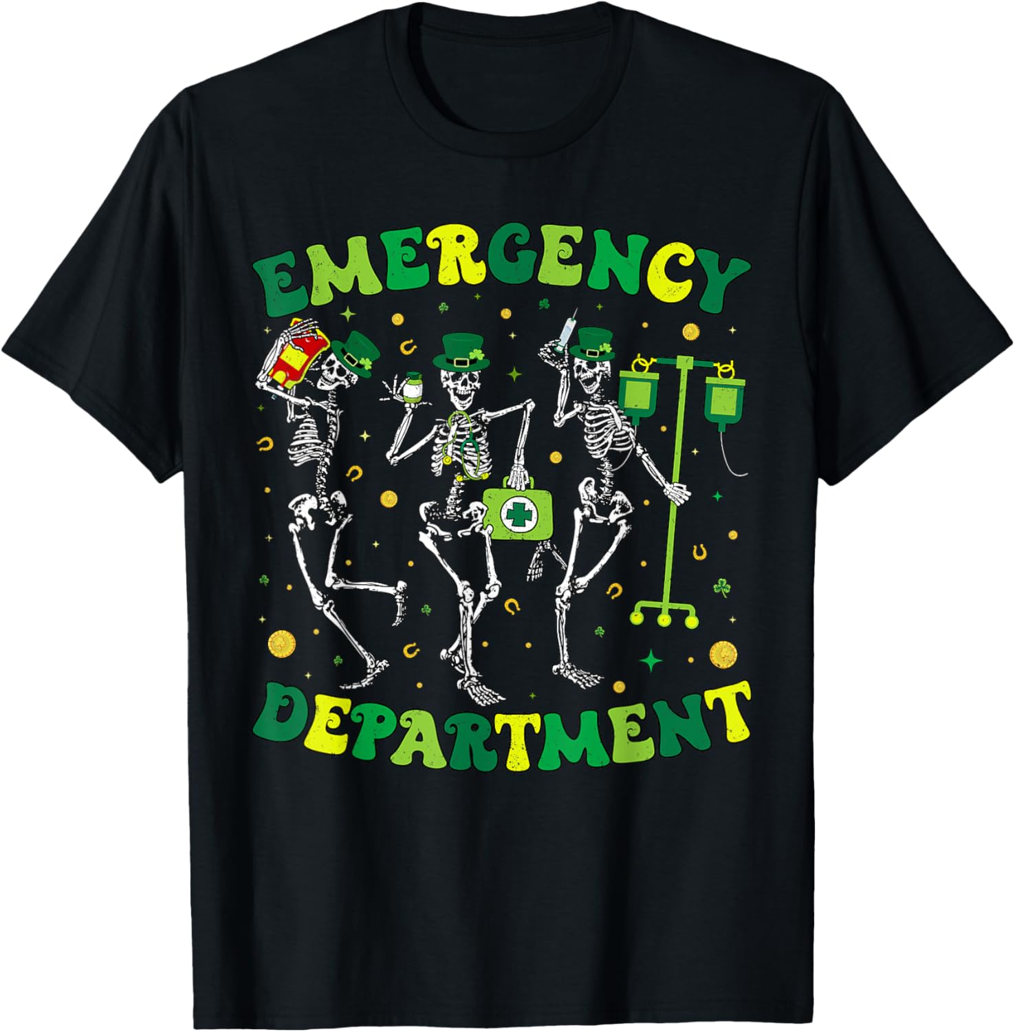St Patricks Day Skeleton T-Shirt for Emergency Department Fun - 4